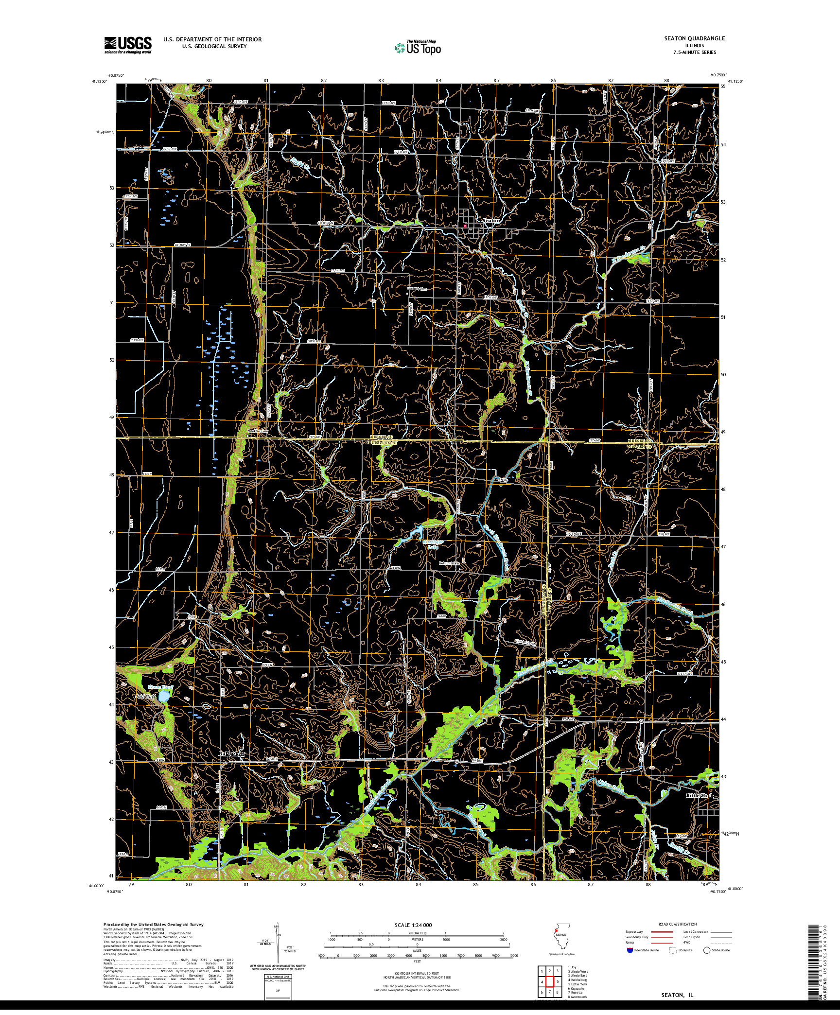 USGS US TOPO 7.5-MINUTE MAP FOR SEATON, IL 2021