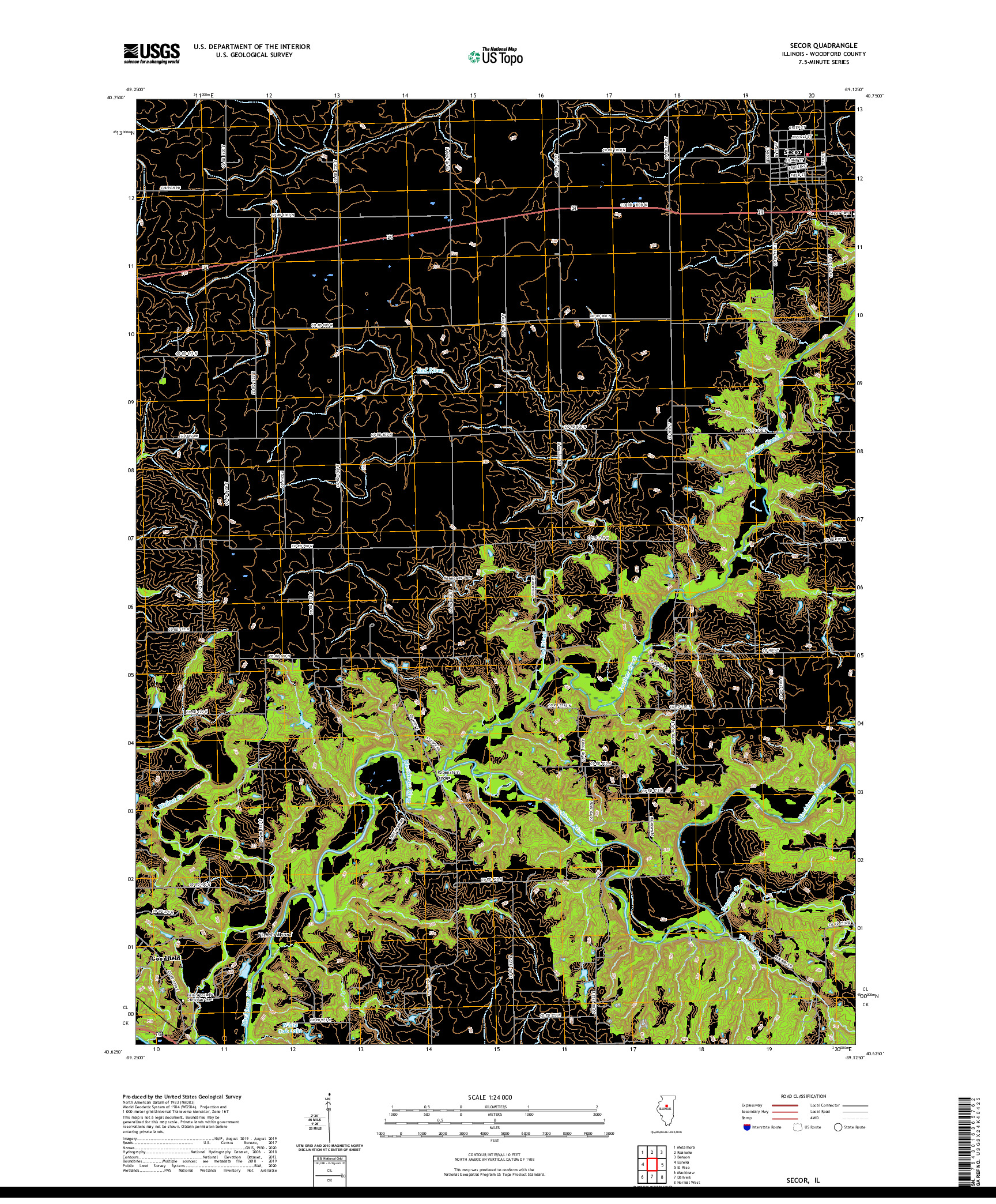 USGS US TOPO 7.5-MINUTE MAP FOR SECOR, IL 2021