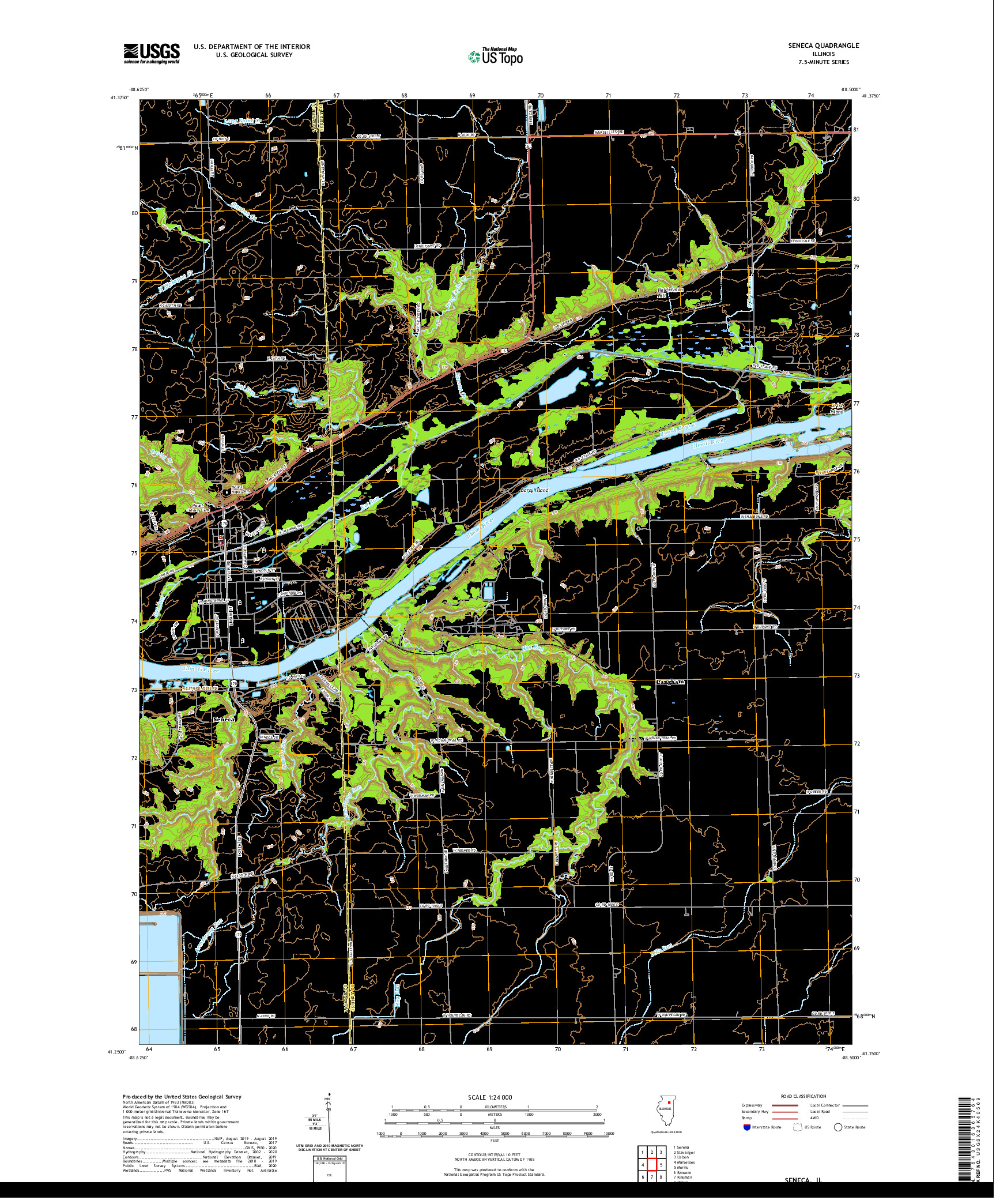 USGS US TOPO 7.5-MINUTE MAP FOR SENECA, IL 2021