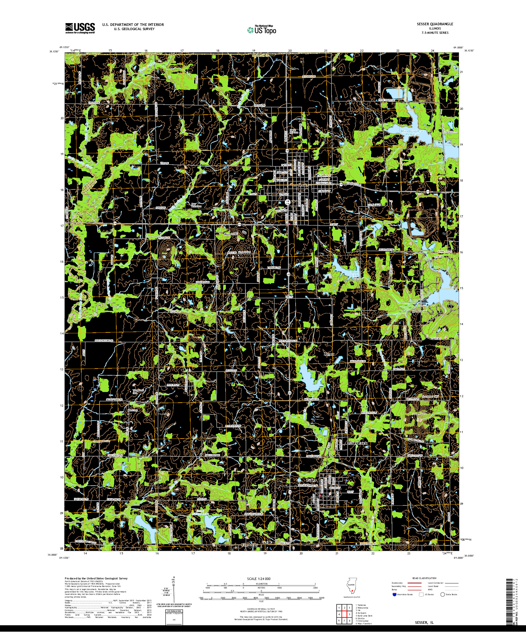 USGS US TOPO 7.5-MINUTE MAP FOR SESSER, IL 2021