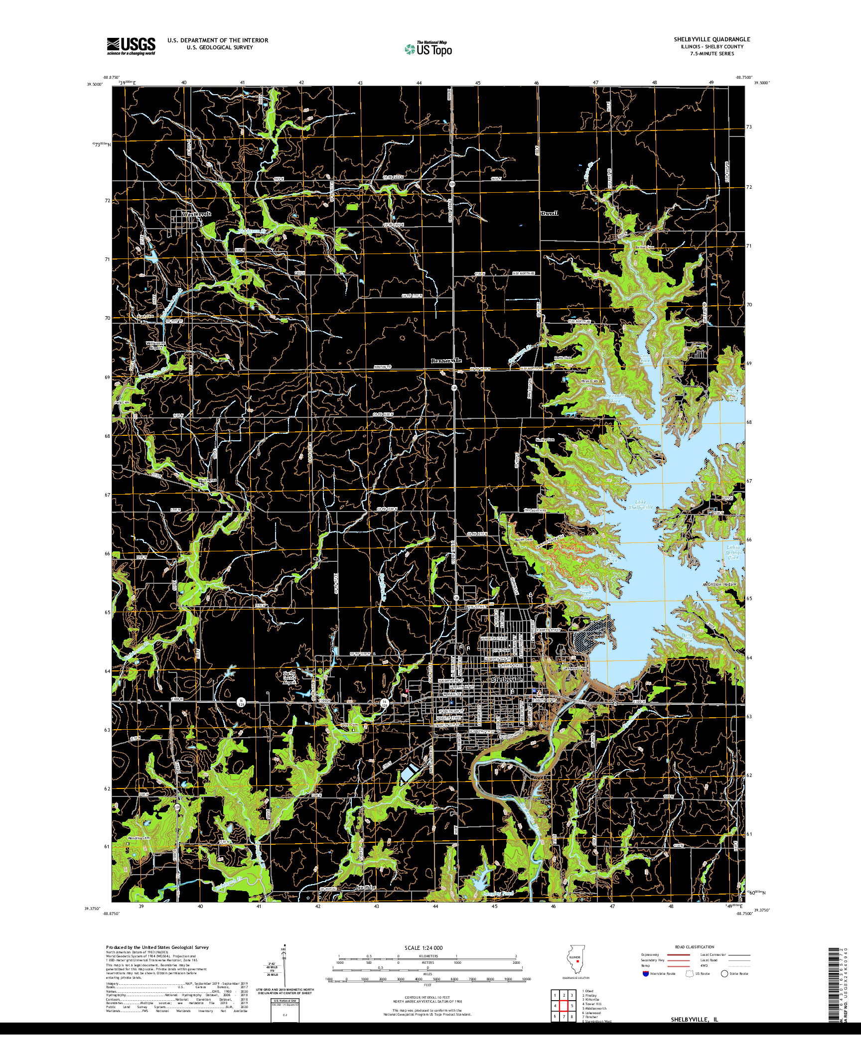 USGS US TOPO 7.5-MINUTE MAP FOR SHELBYVILLE, IL 2021