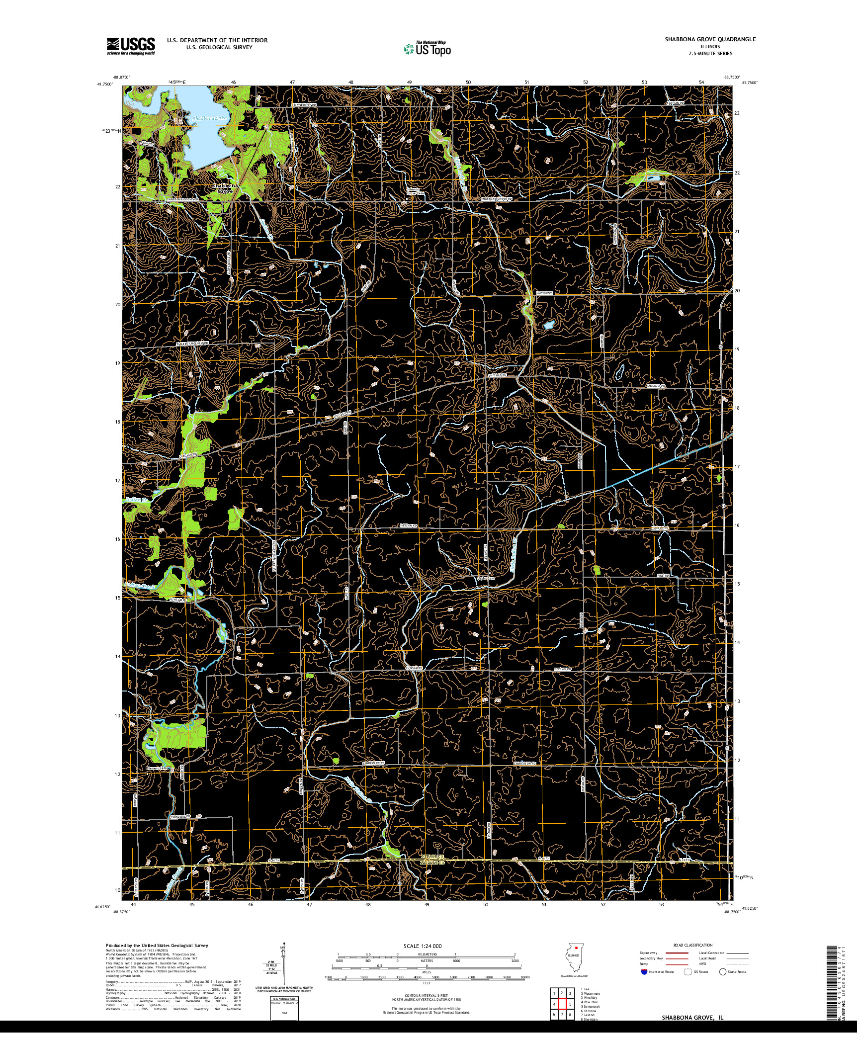 USGS US TOPO 7.5-MINUTE MAP FOR SHABBONA GROVE, IL 2021