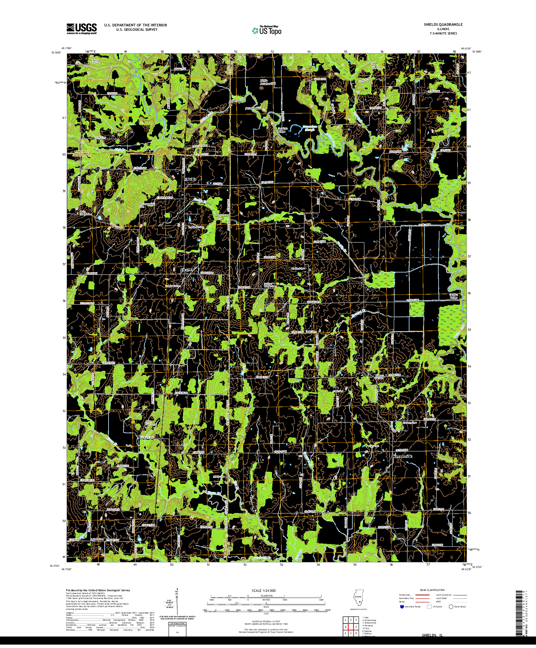 USGS US TOPO 7.5-MINUTE MAP FOR SHIELDS, IL 2021