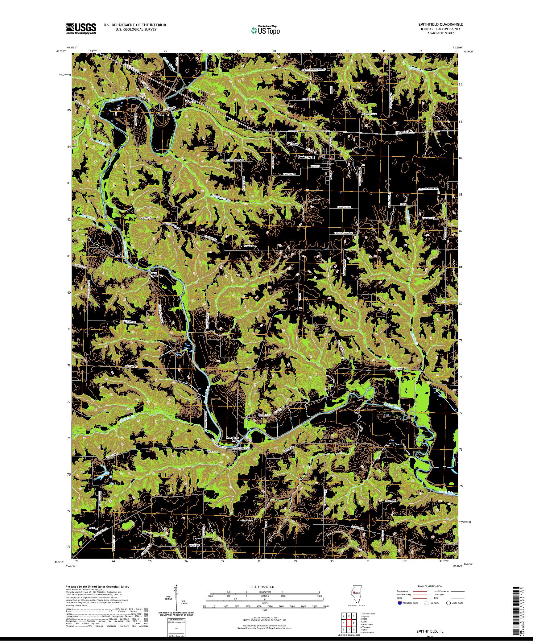USGS US TOPO 7.5-MINUTE MAP FOR SMITHFIELD, IL 2021