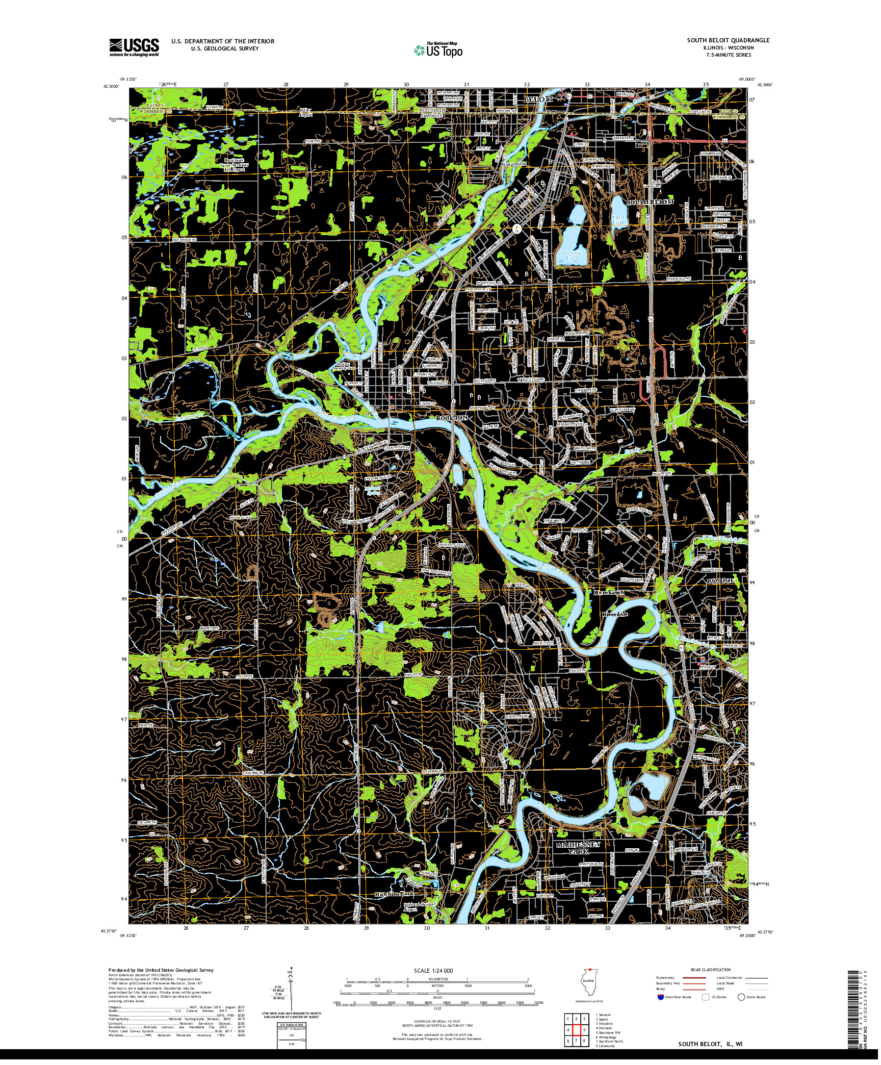 USGS US TOPO 7.5-MINUTE MAP FOR SOUTH BELOIT, IL,WI 2021