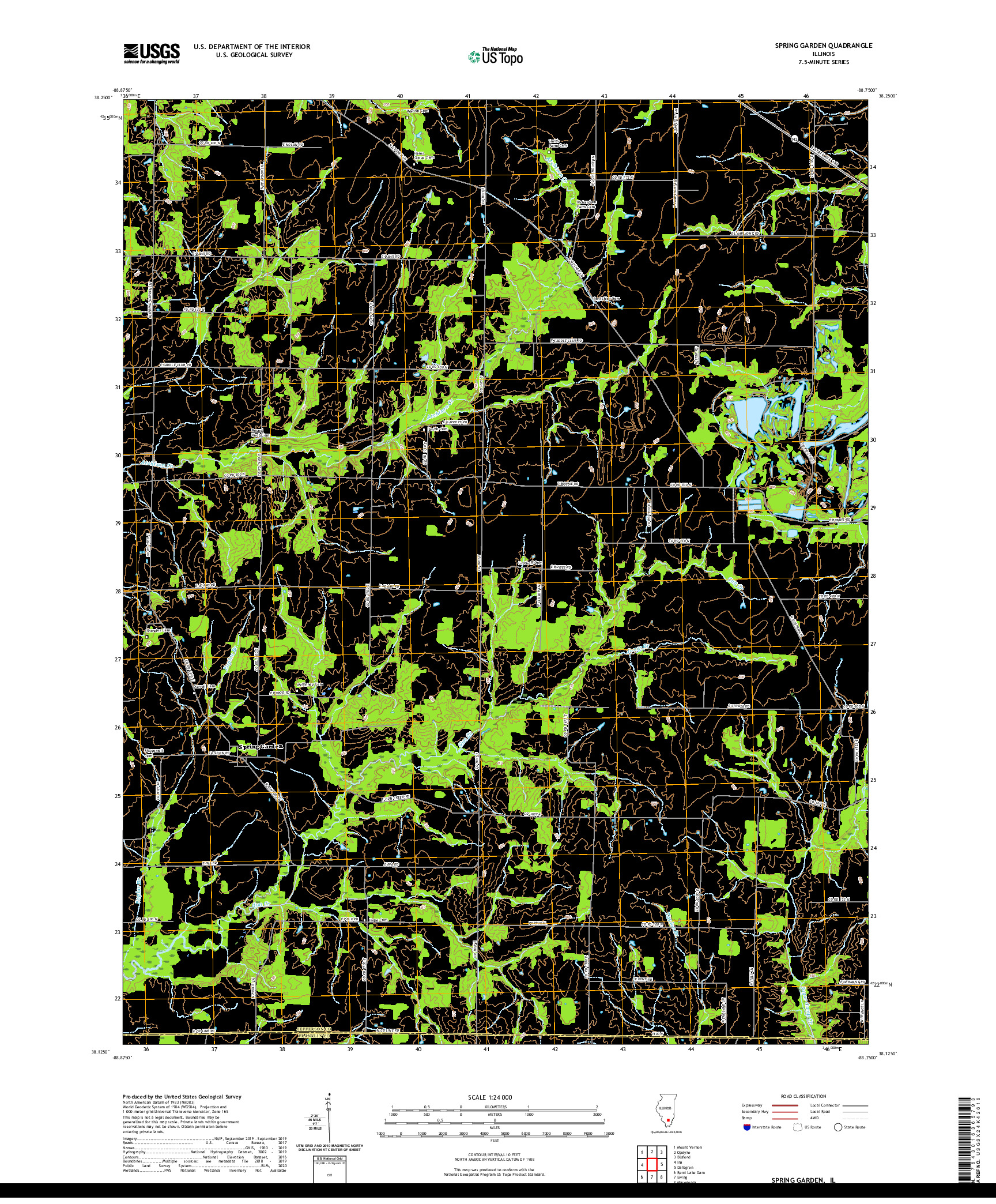 USGS US TOPO 7.5-MINUTE MAP FOR SPRING GARDEN, IL 2021