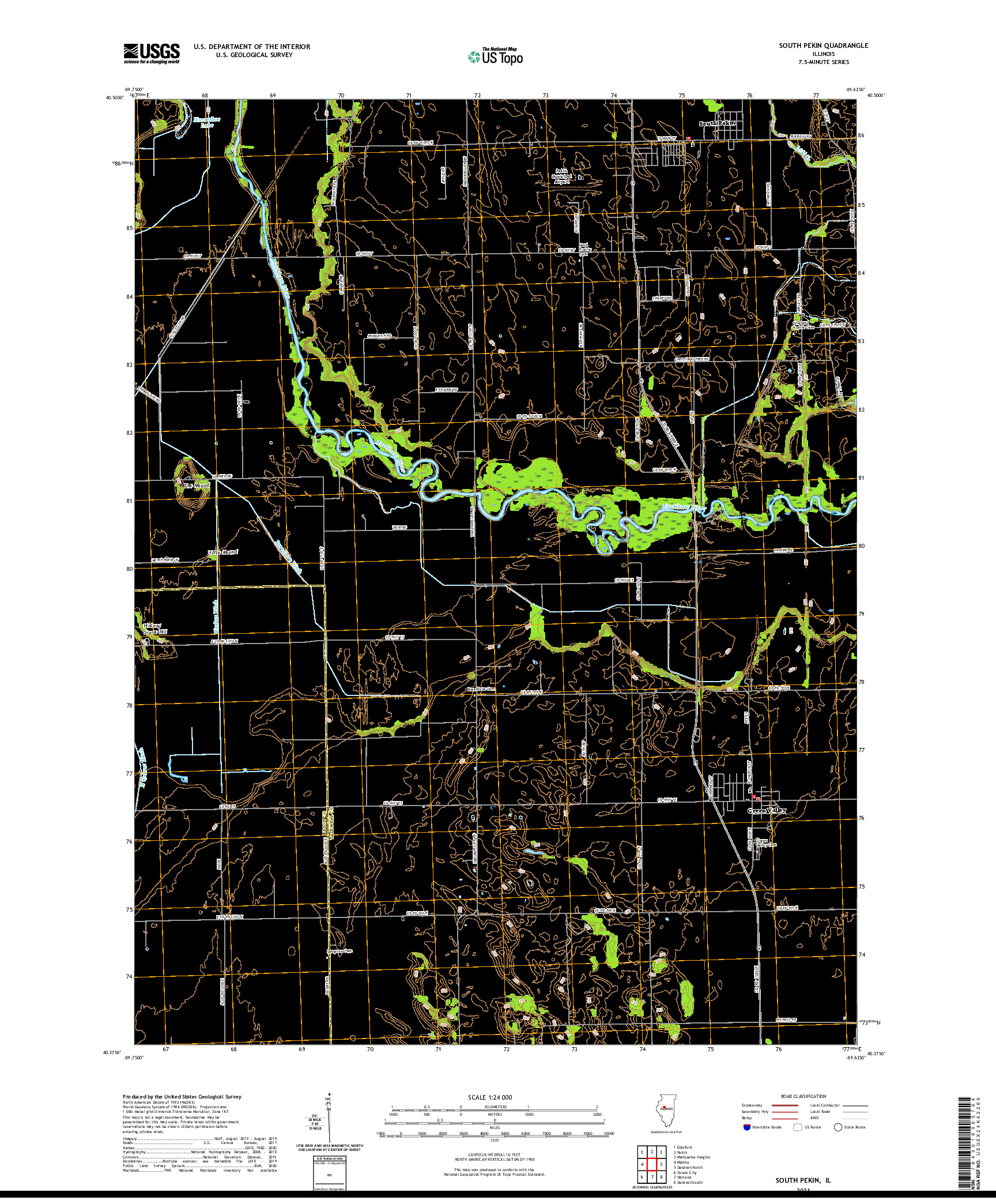 USGS US TOPO 7.5-MINUTE MAP FOR SOUTH PEKIN, IL 2021