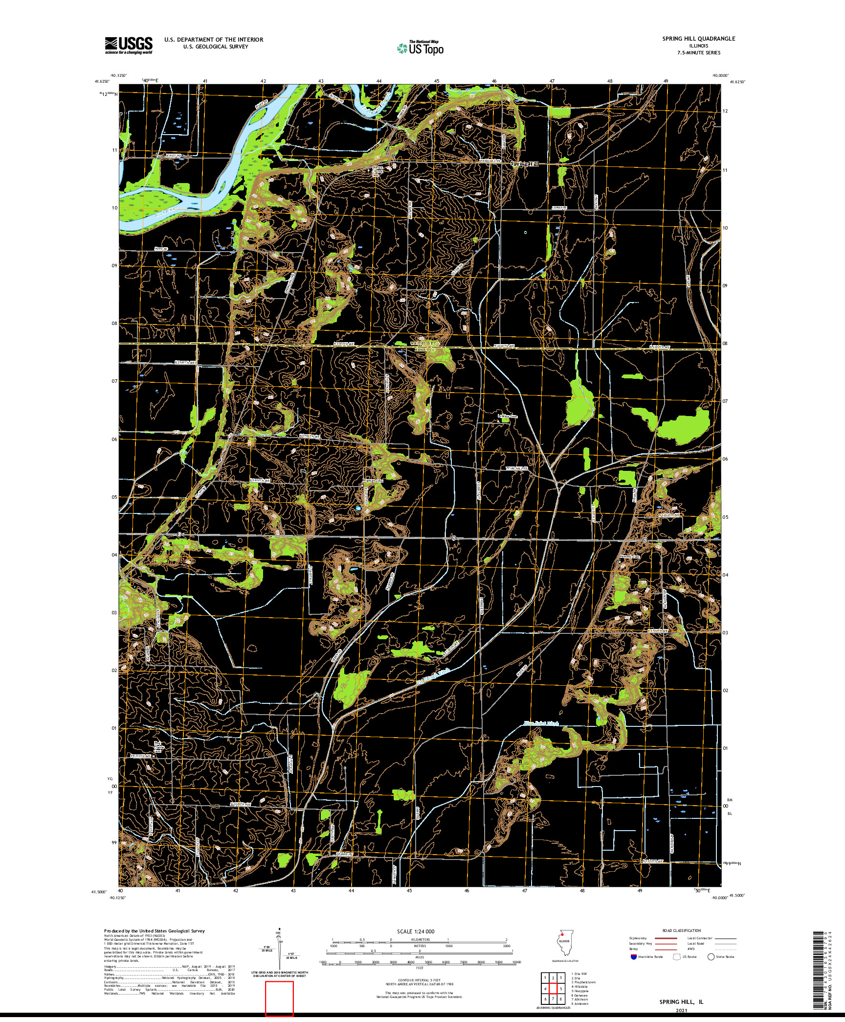 USGS US TOPO 7.5-MINUTE MAP FOR SPRING HILL, IL 2021