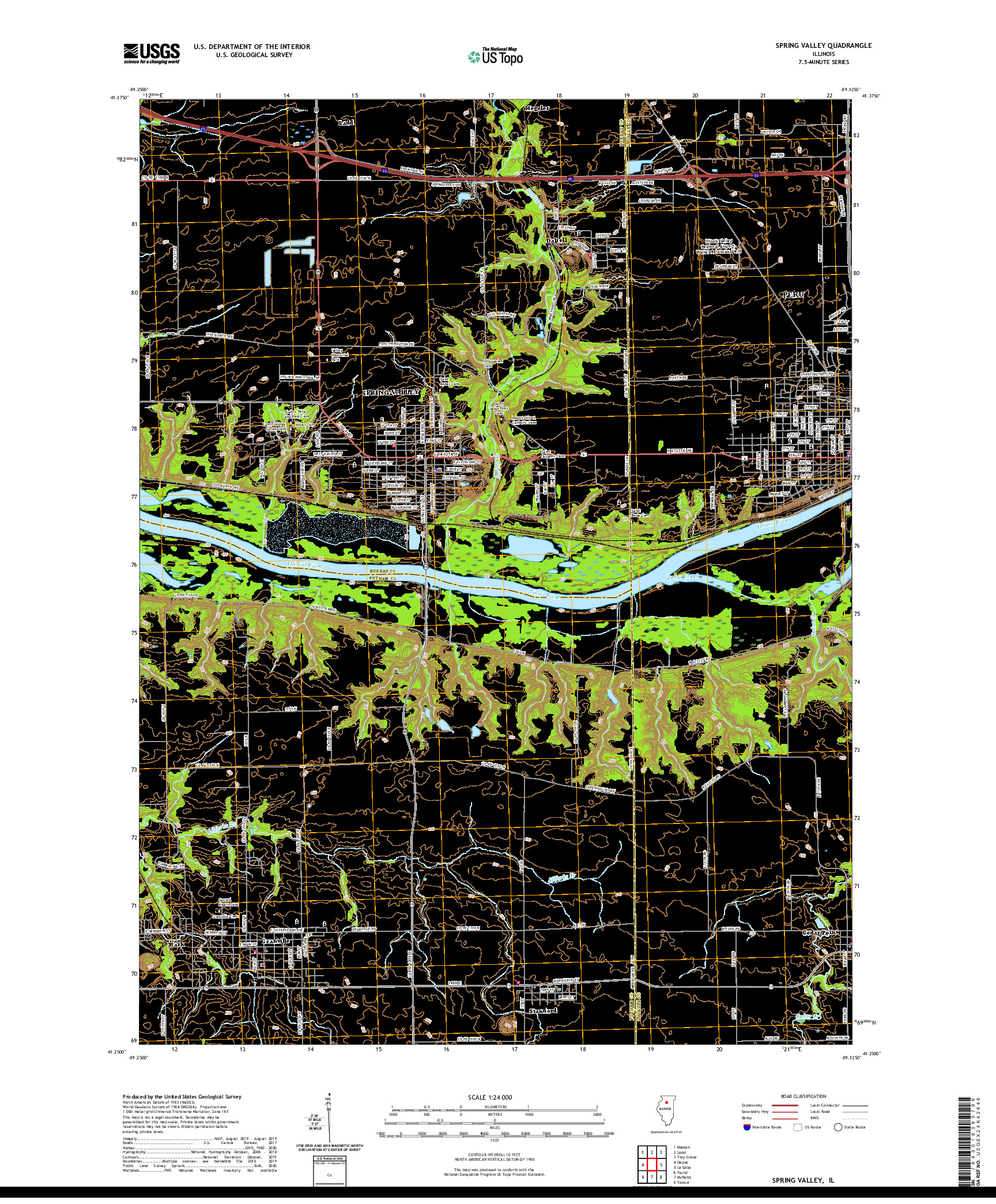 USGS US TOPO 7.5-MINUTE MAP FOR SPRING VALLEY, IL 2021