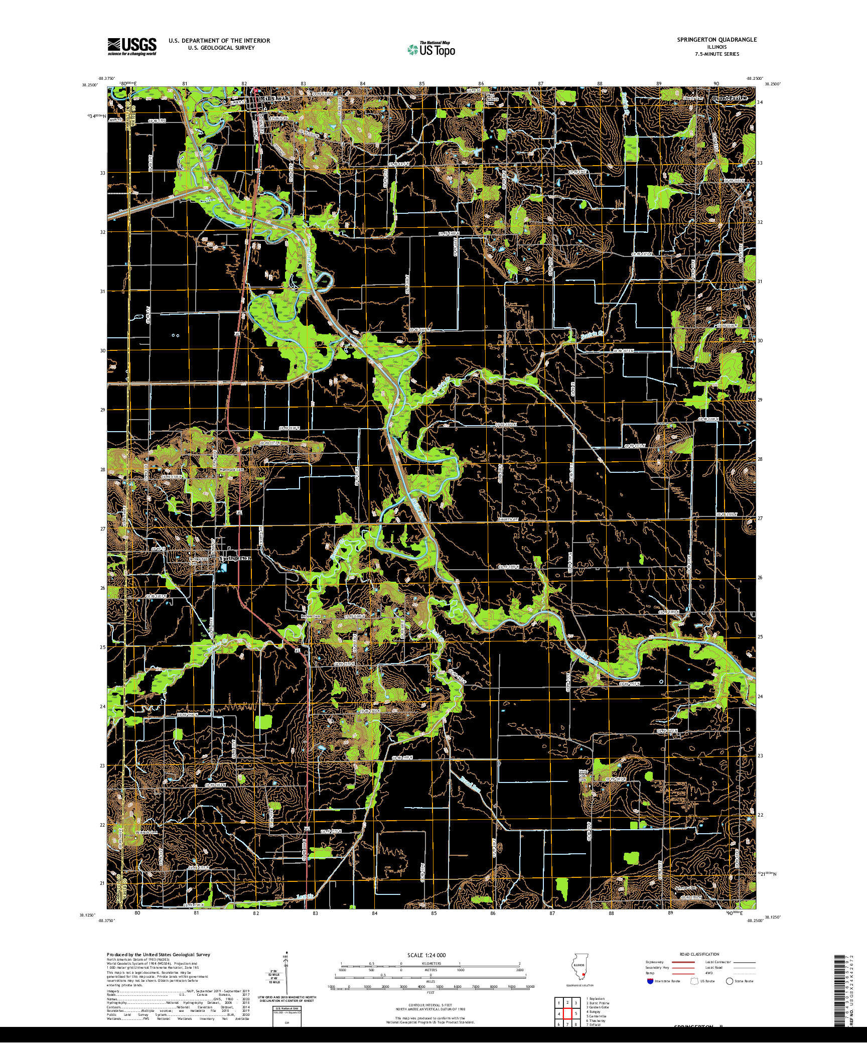 USGS US TOPO 7.5-MINUTE MAP FOR SPRINGERTON, IL 2021