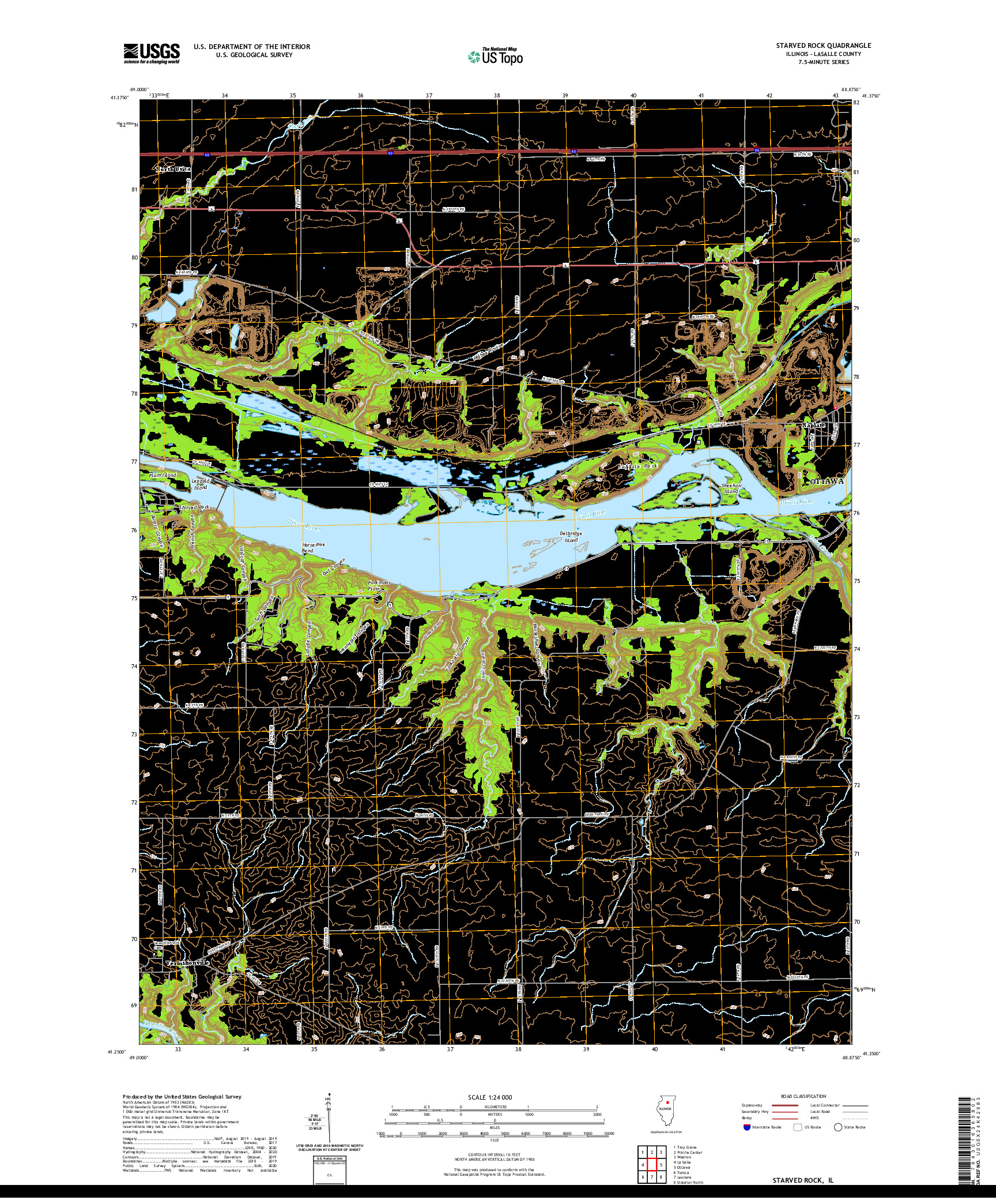 USGS US TOPO 7.5-MINUTE MAP FOR STARVED ROCK, IL 2021