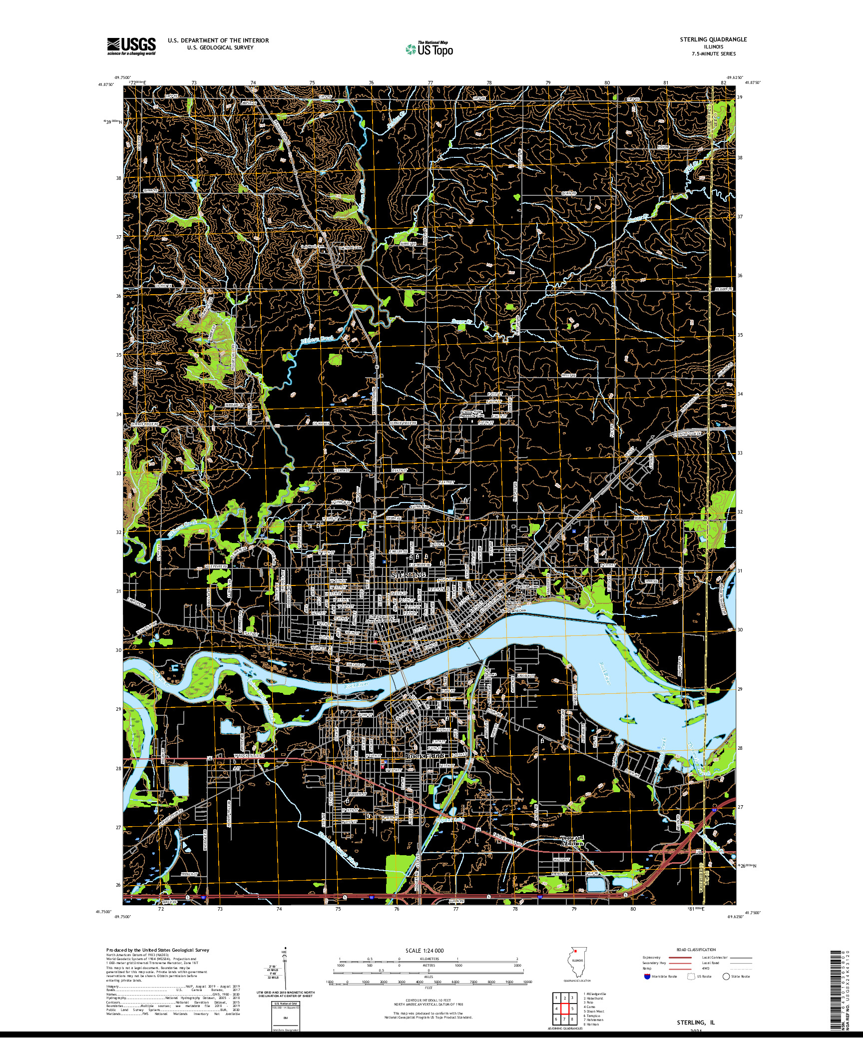 USGS US TOPO 7.5-MINUTE MAP FOR STERLING, IL 2021