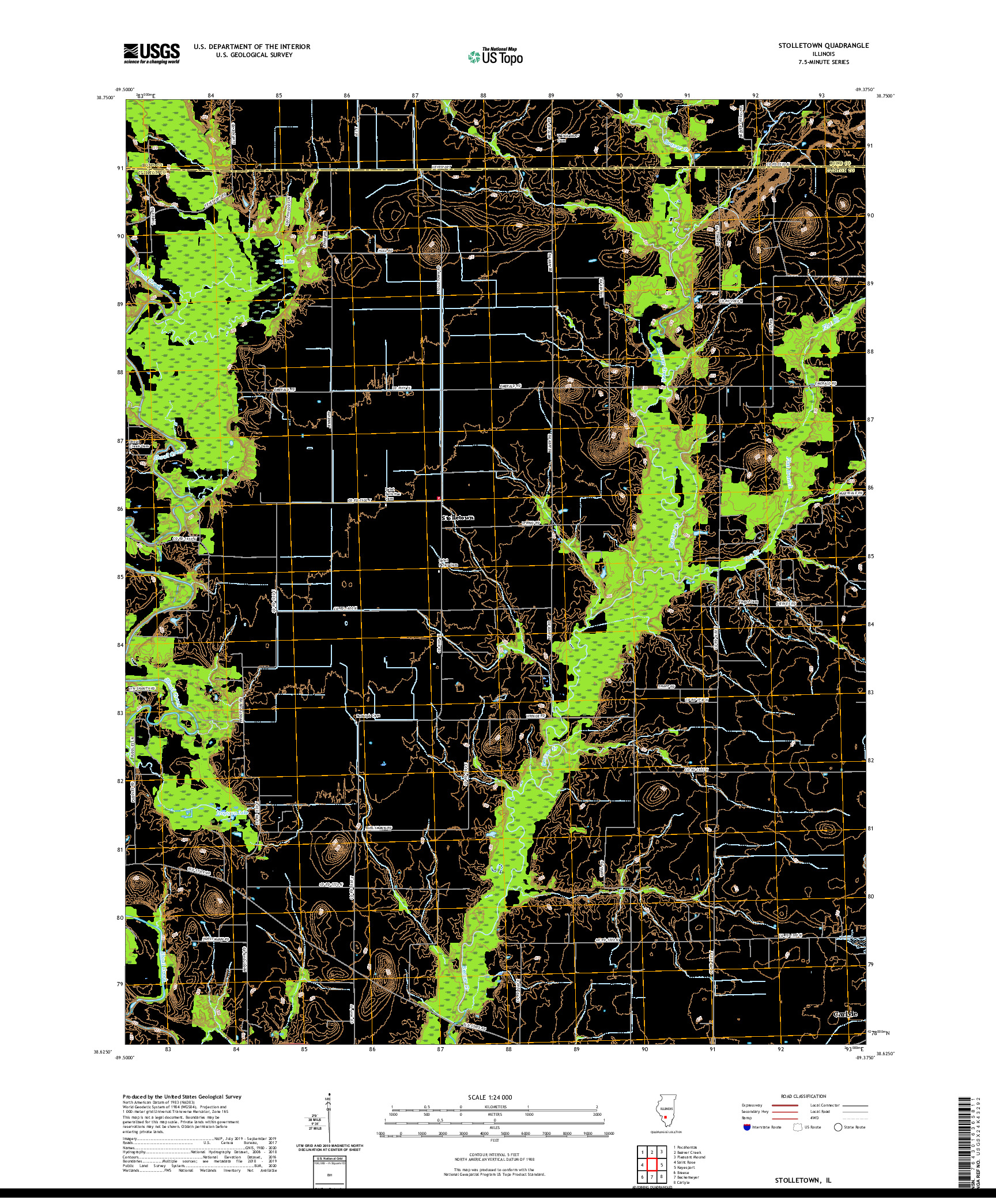 USGS US TOPO 7.5-MINUTE MAP FOR STOLLETOWN, IL 2021