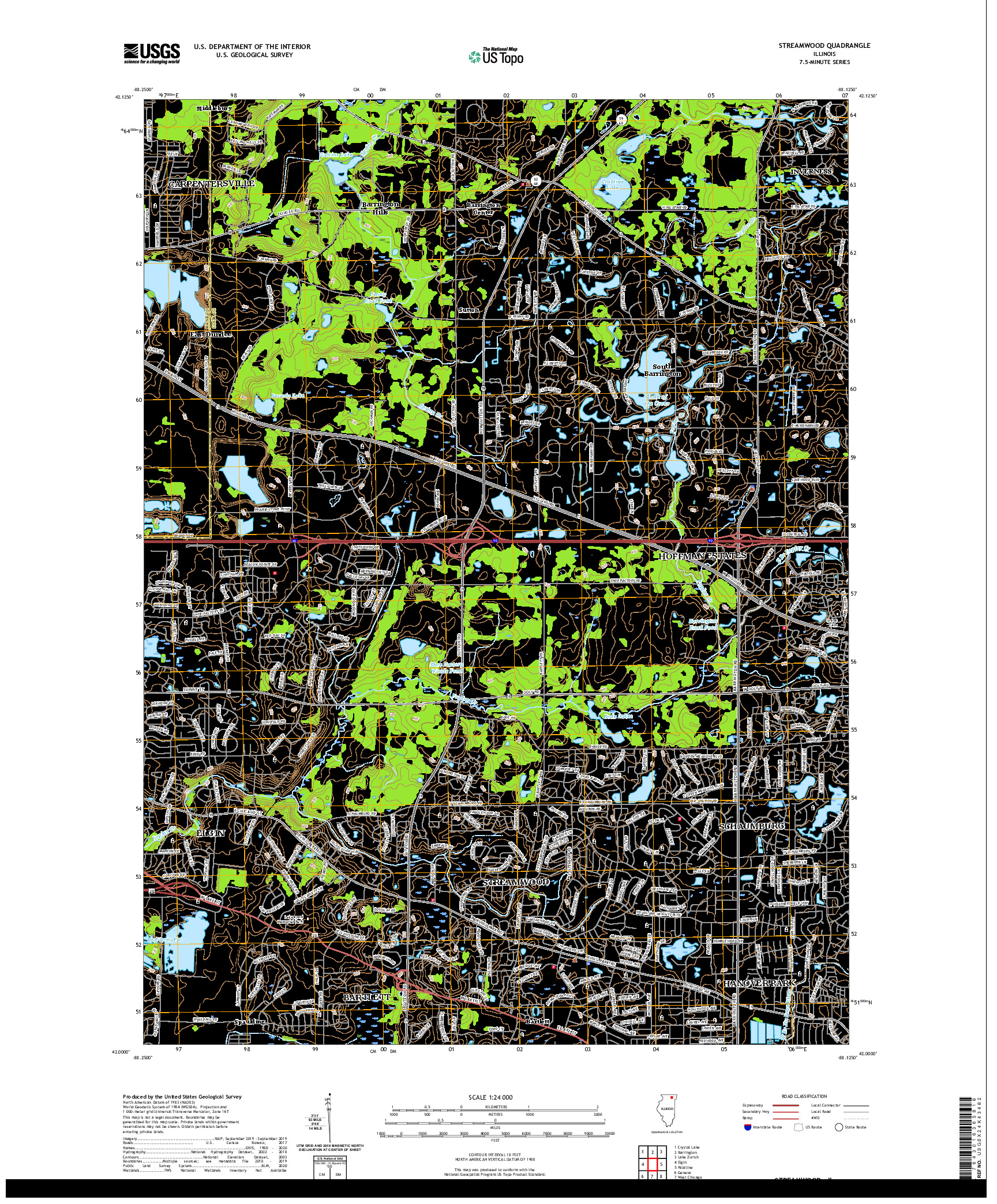 USGS US TOPO 7.5-MINUTE MAP FOR STREAMWOOD, IL 2021