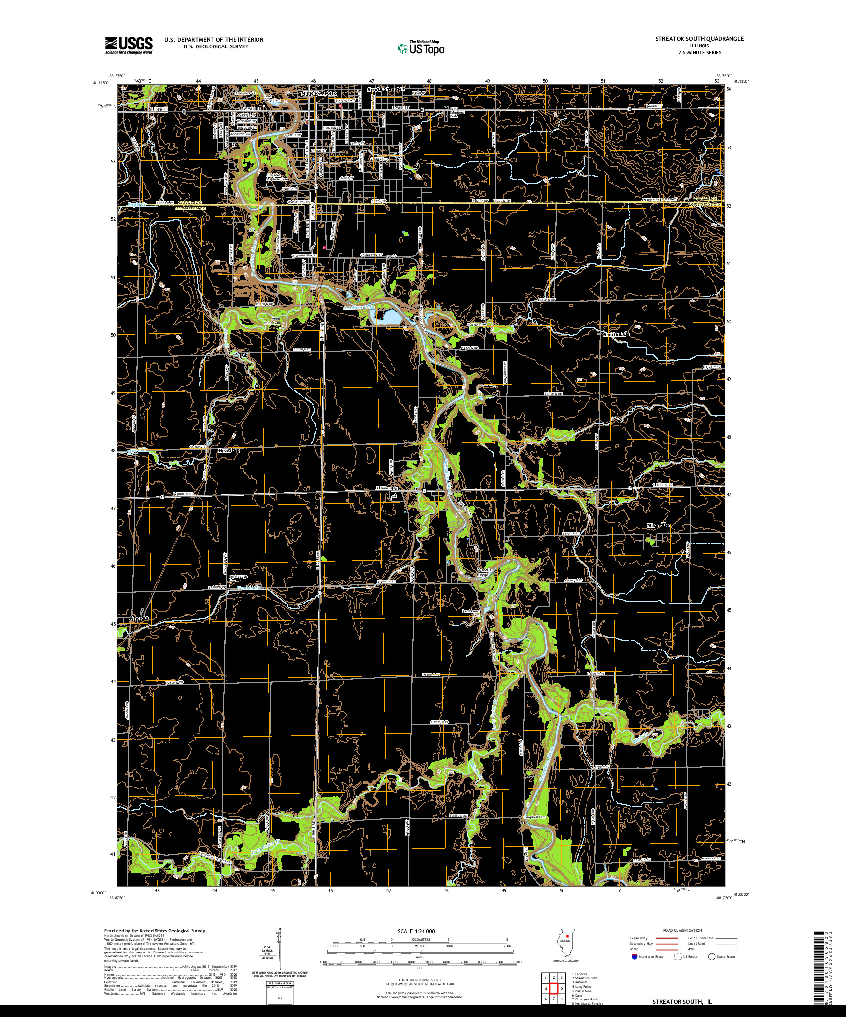 USGS US TOPO 7.5-MINUTE MAP FOR STREATOR SOUTH, IL 2021