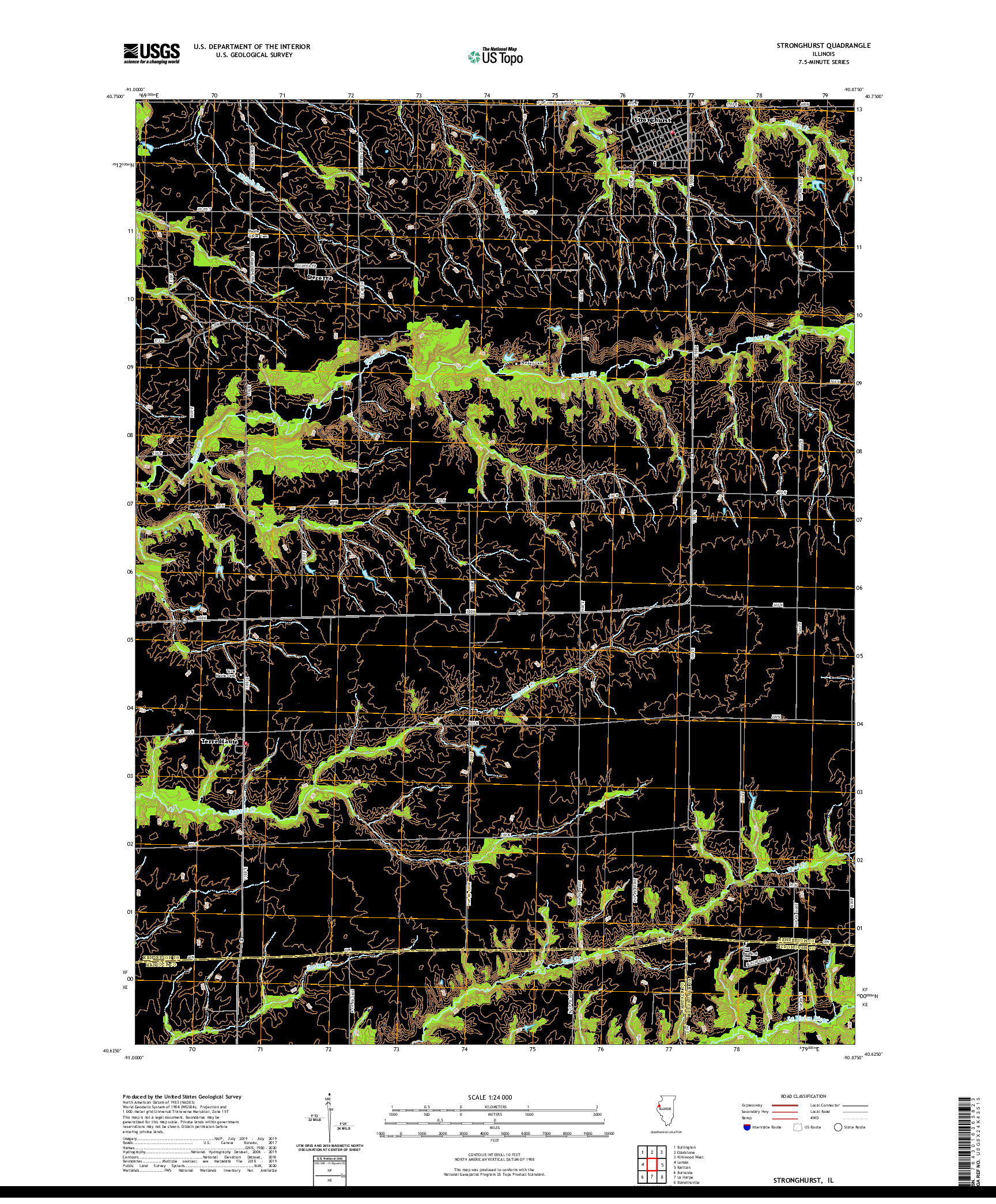 USGS US TOPO 7.5-MINUTE MAP FOR STRONGHURST, IL 2021