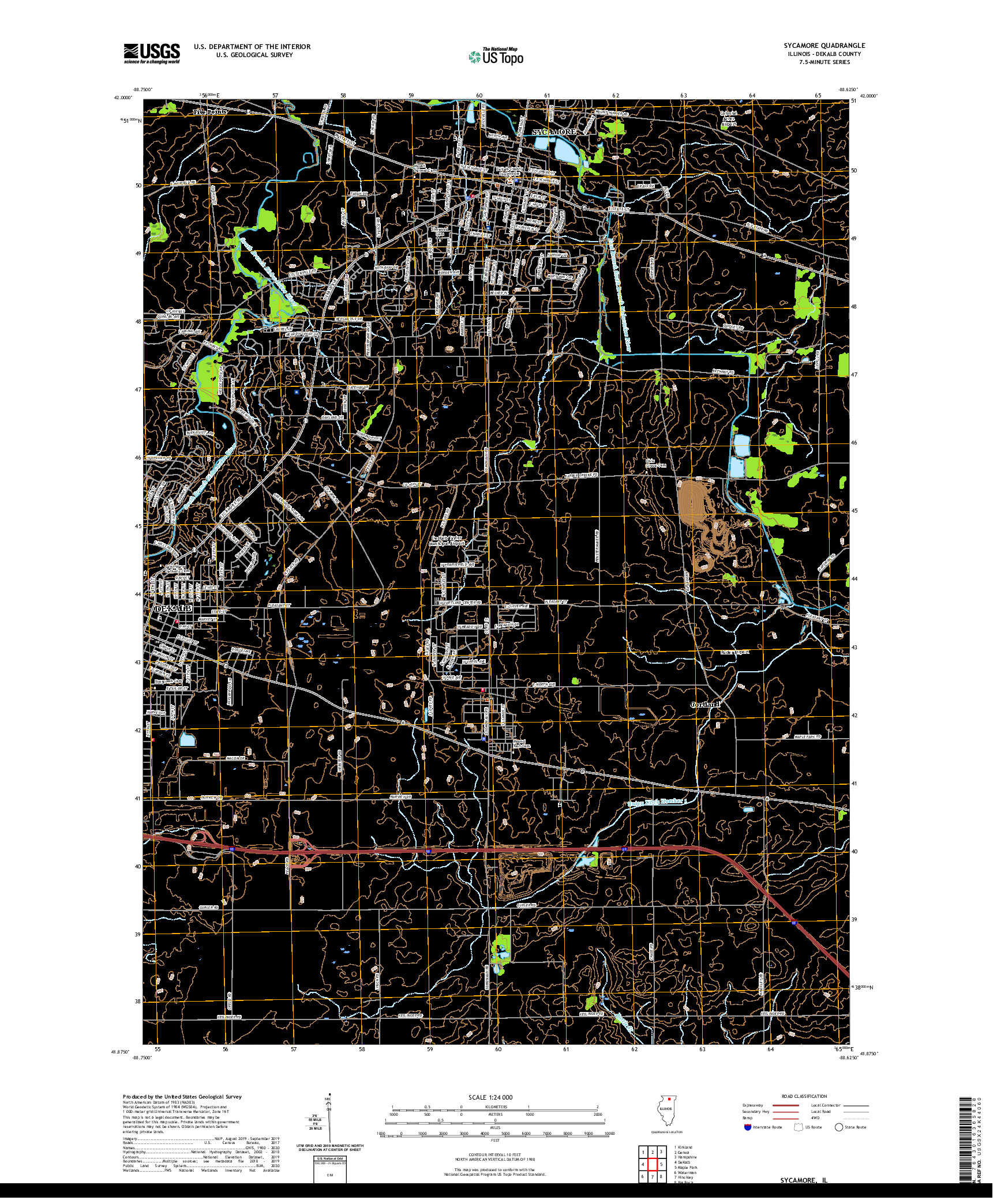 USGS US TOPO 7.5-MINUTE MAP FOR SYCAMORE, IL 2021