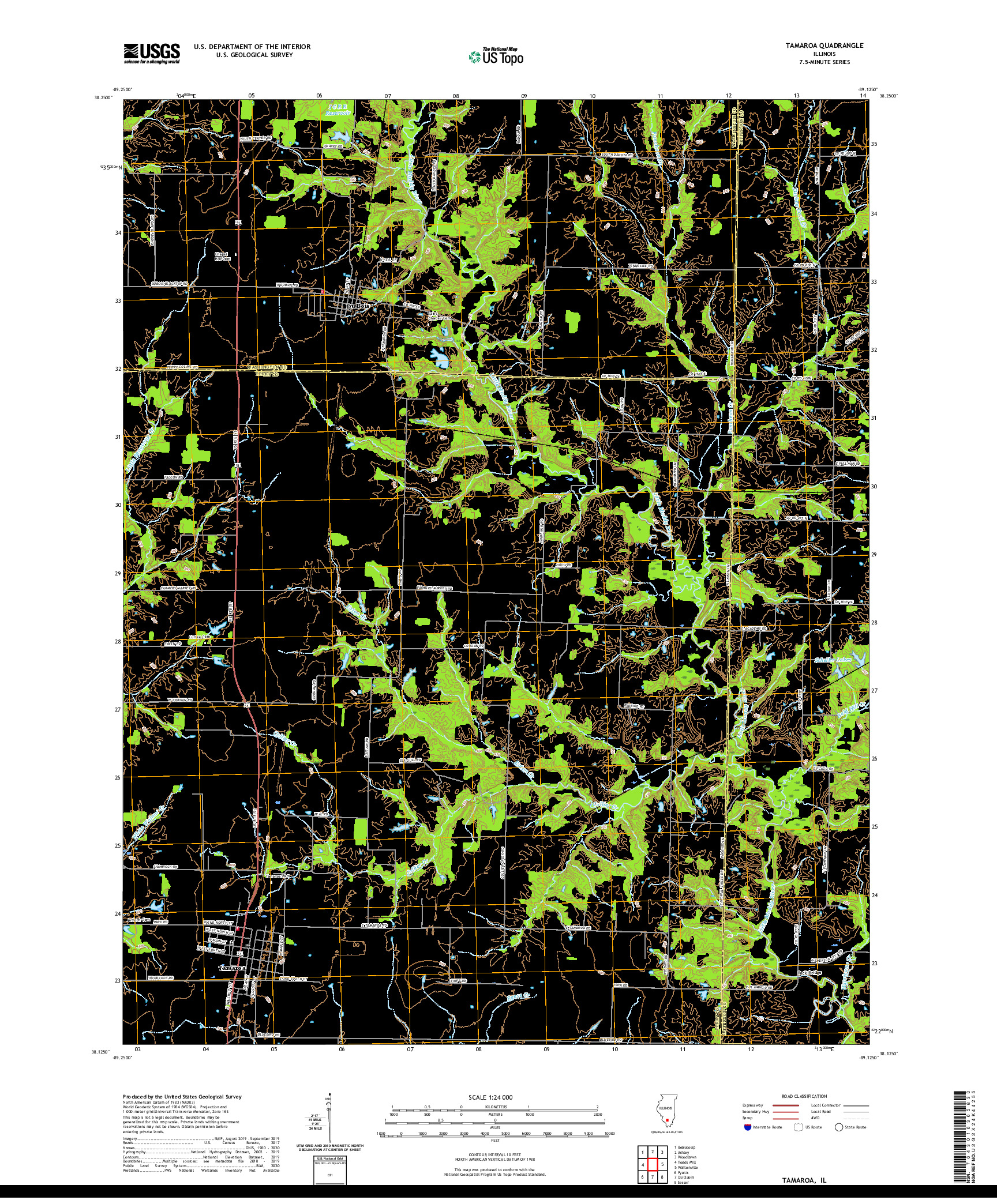 USGS US TOPO 7.5-MINUTE MAP FOR TAMAROA, IL 2021