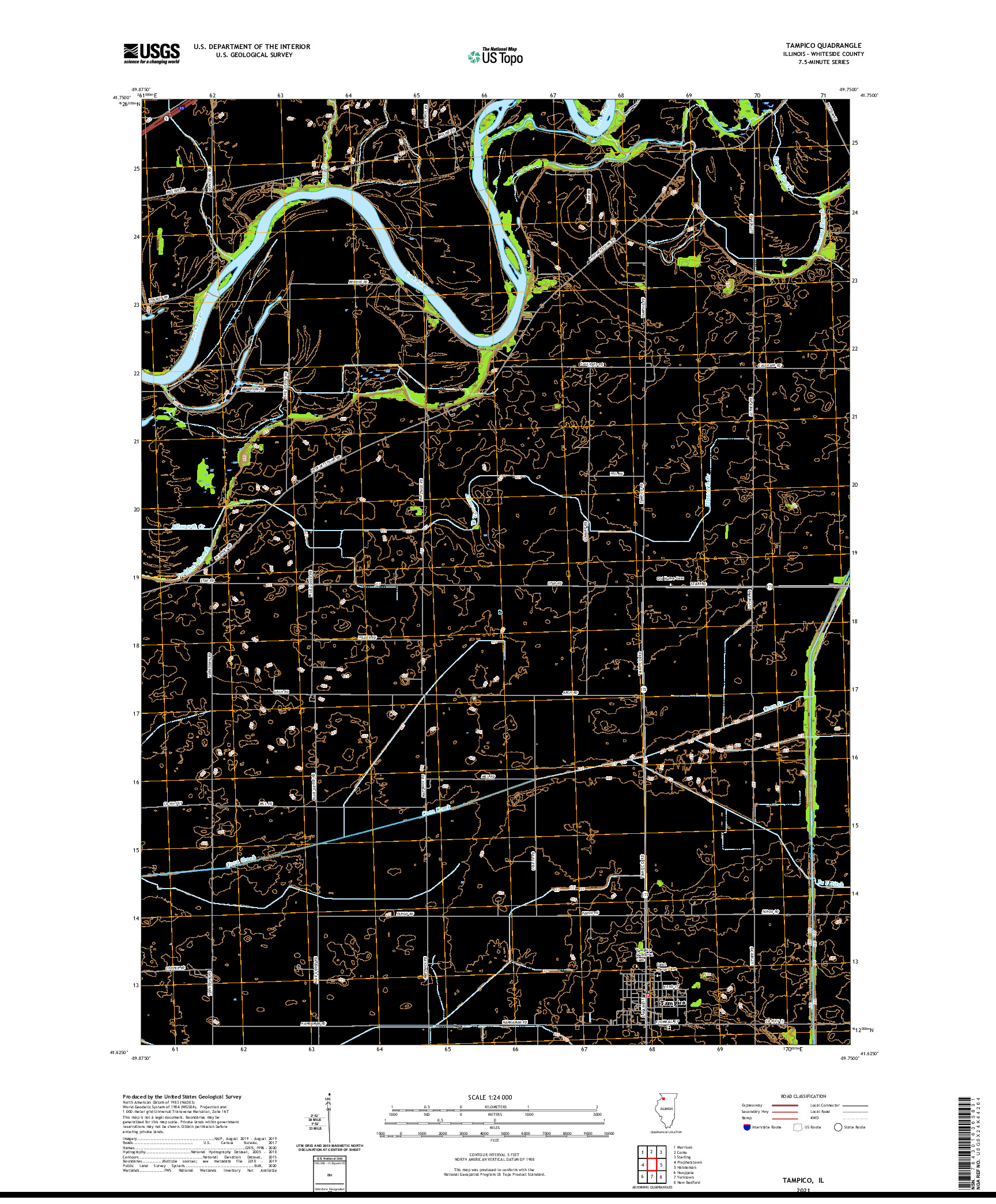 USGS US TOPO 7.5-MINUTE MAP FOR TAMPICO, IL 2021