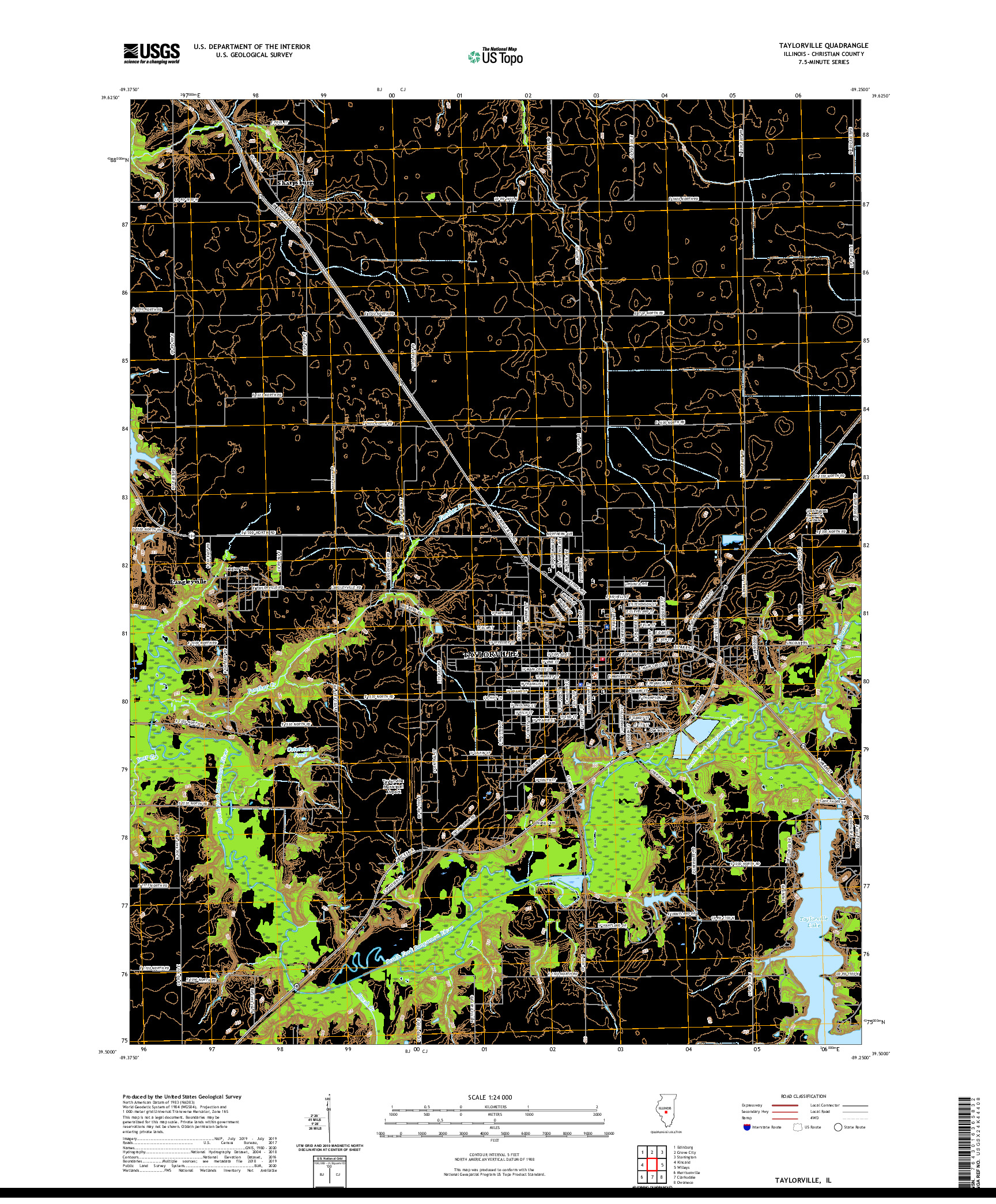 USGS US TOPO 7.5-MINUTE MAP FOR TAYLORVILLE, IL 2021