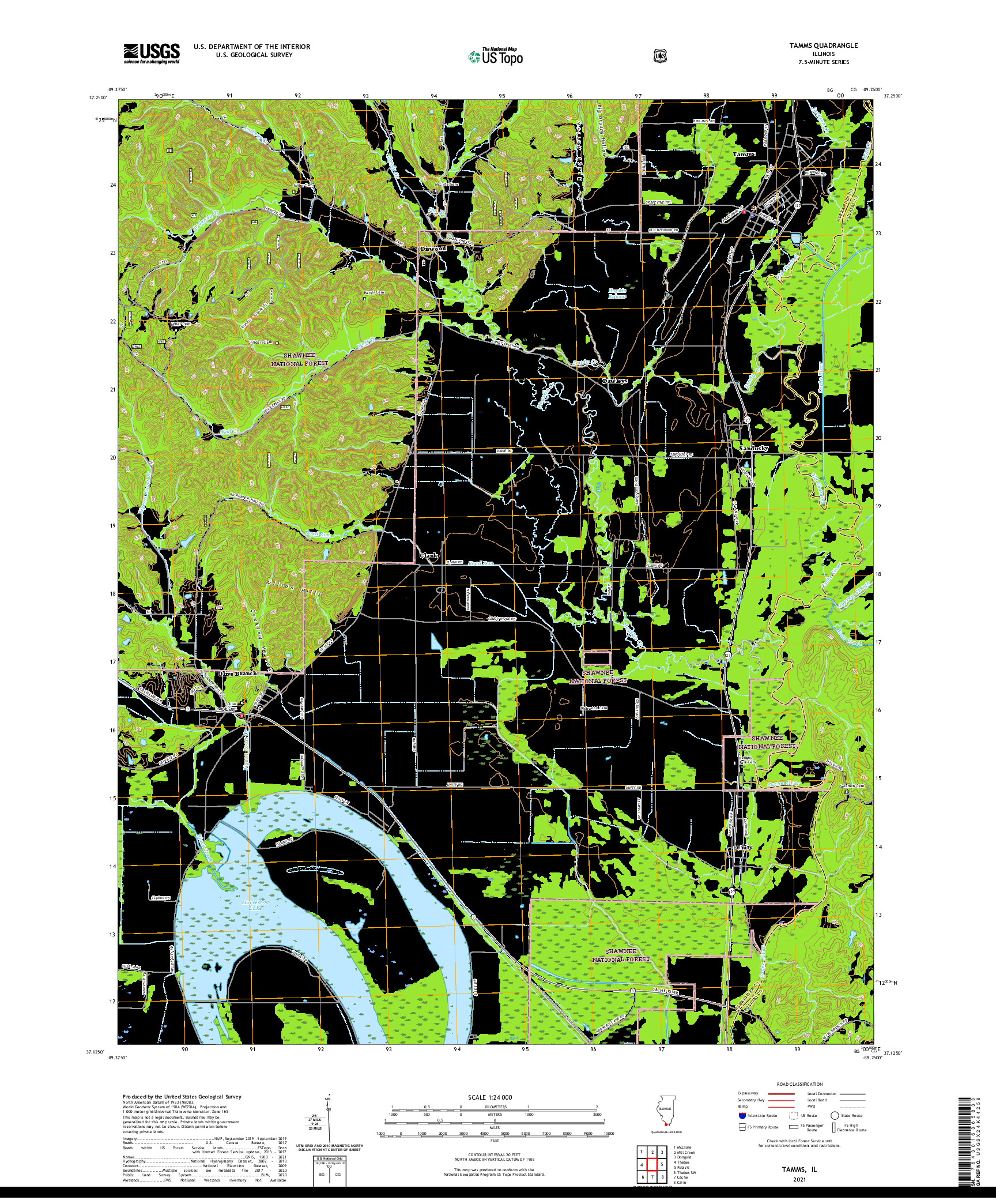 USGS US TOPO 7.5-MINUTE MAP FOR TAMMS, IL 2021