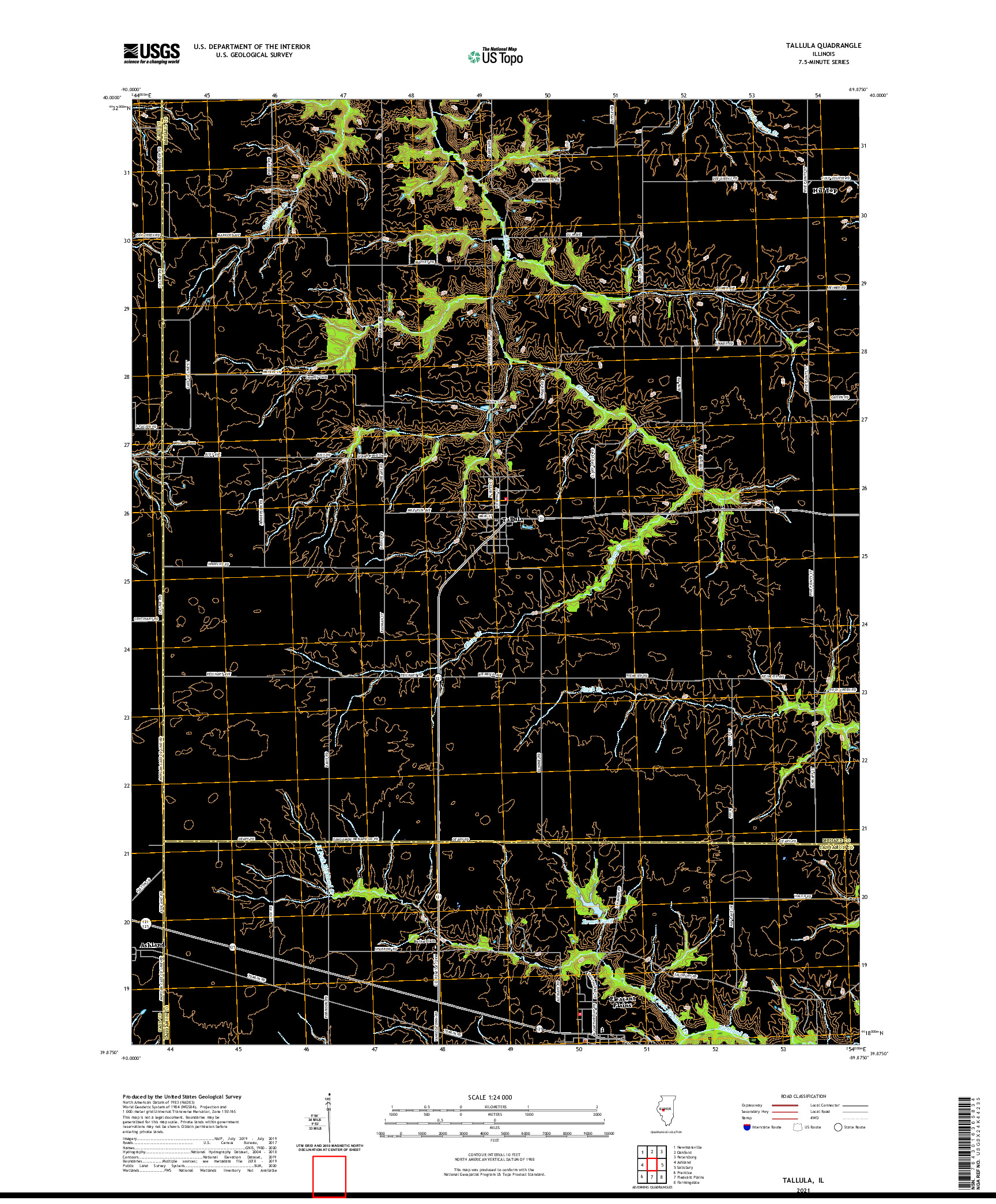 USGS US TOPO 7.5-MINUTE MAP FOR TALLULA, IL 2021