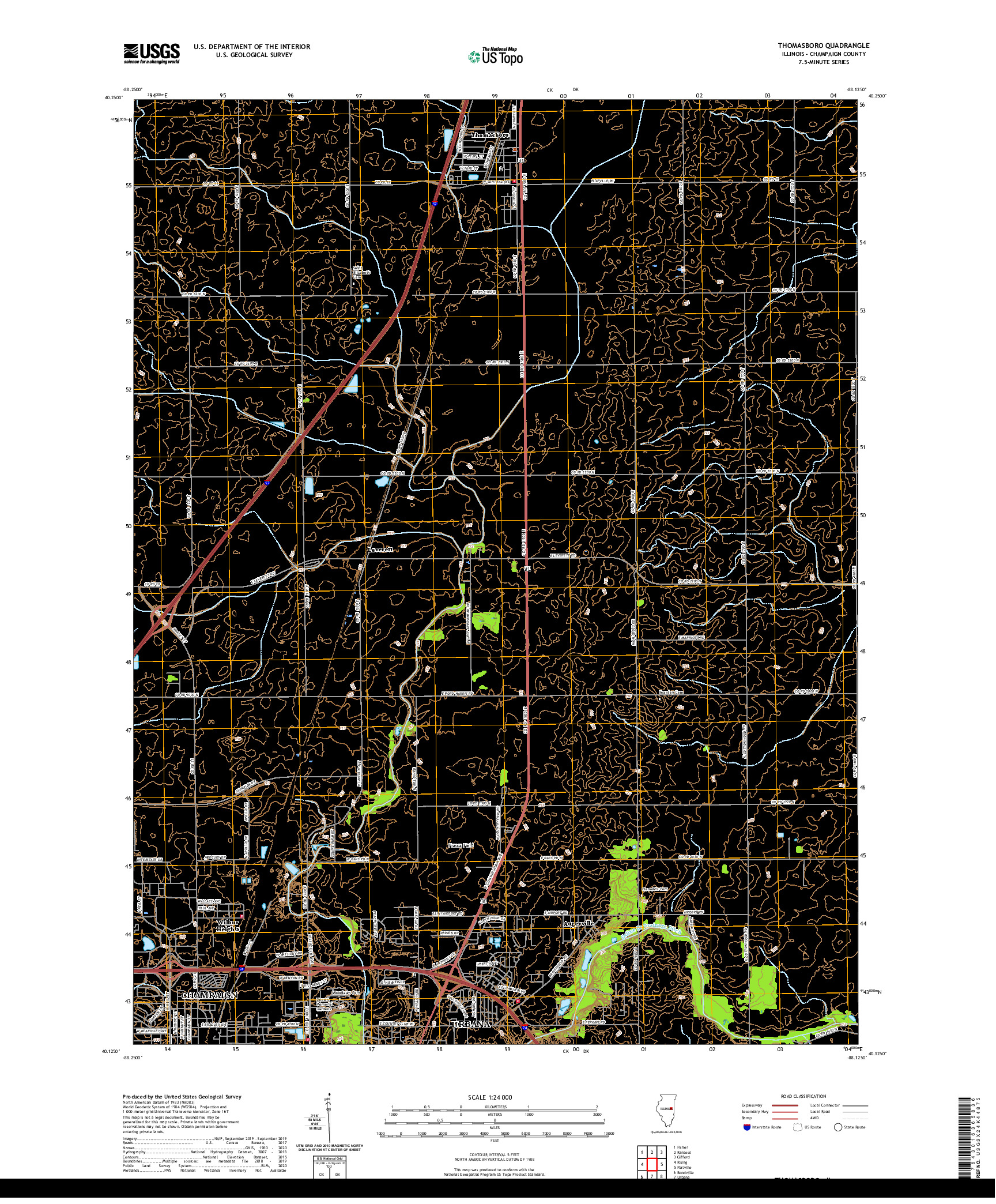 USGS US TOPO 7.5-MINUTE MAP FOR THOMASBORO, IL 2021