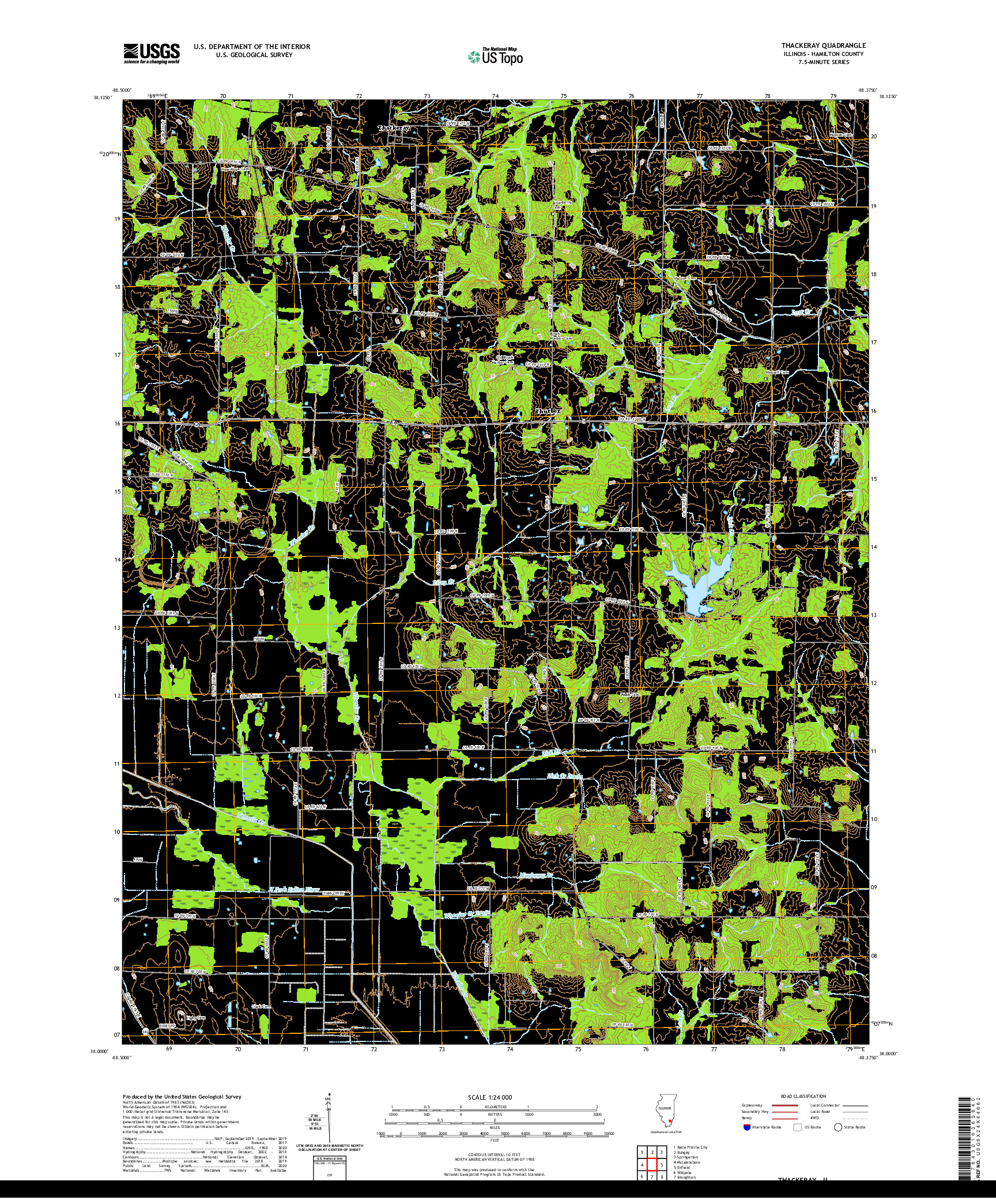 USGS US TOPO 7.5-MINUTE MAP FOR THACKERAY, IL 2021