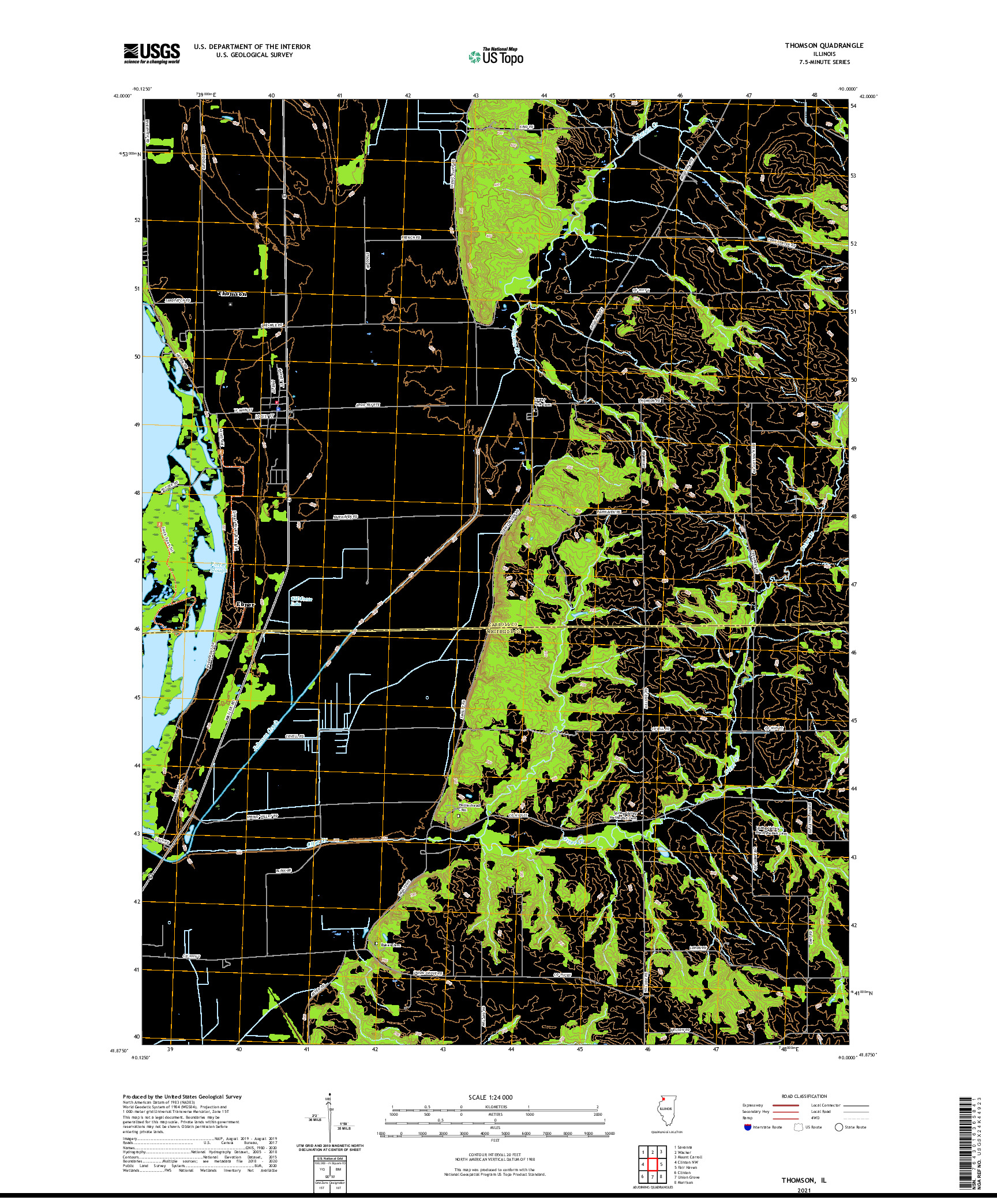 USGS US TOPO 7.5-MINUTE MAP FOR THOMSON, IL 2021