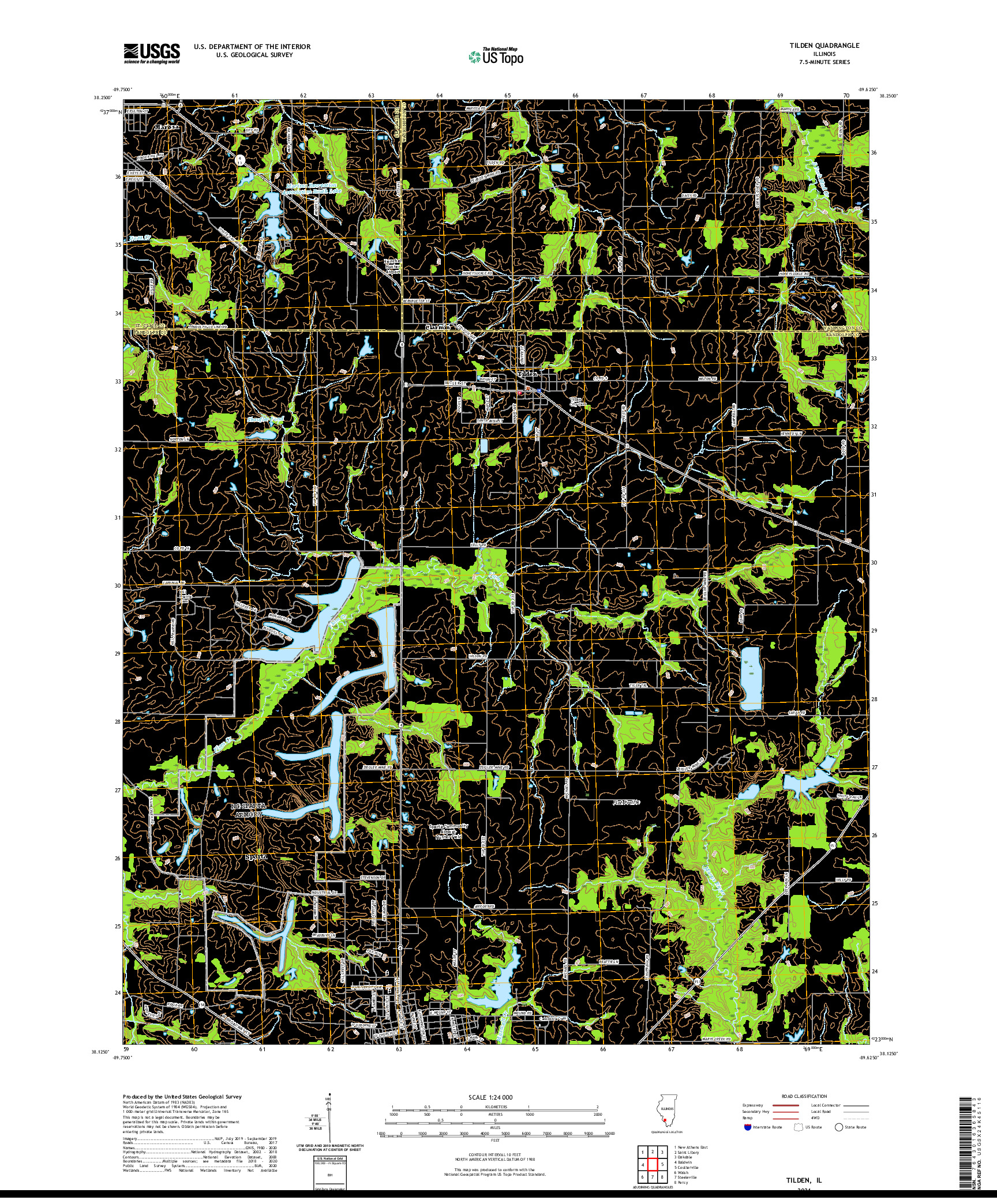 USGS US TOPO 7.5-MINUTE MAP FOR TILDEN, IL 2021