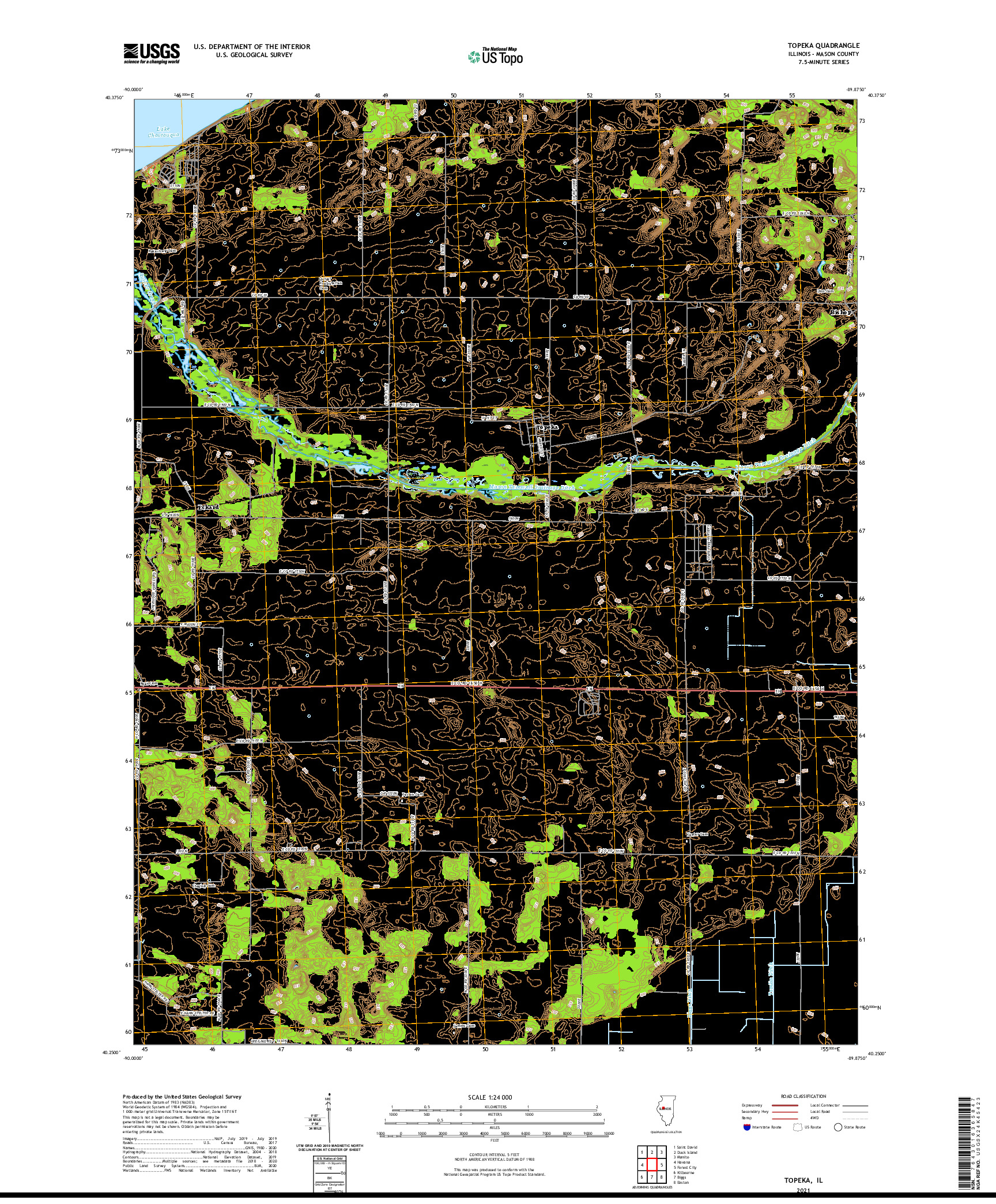 USGS US TOPO 7.5-MINUTE MAP FOR TOPEKA, IL 2021