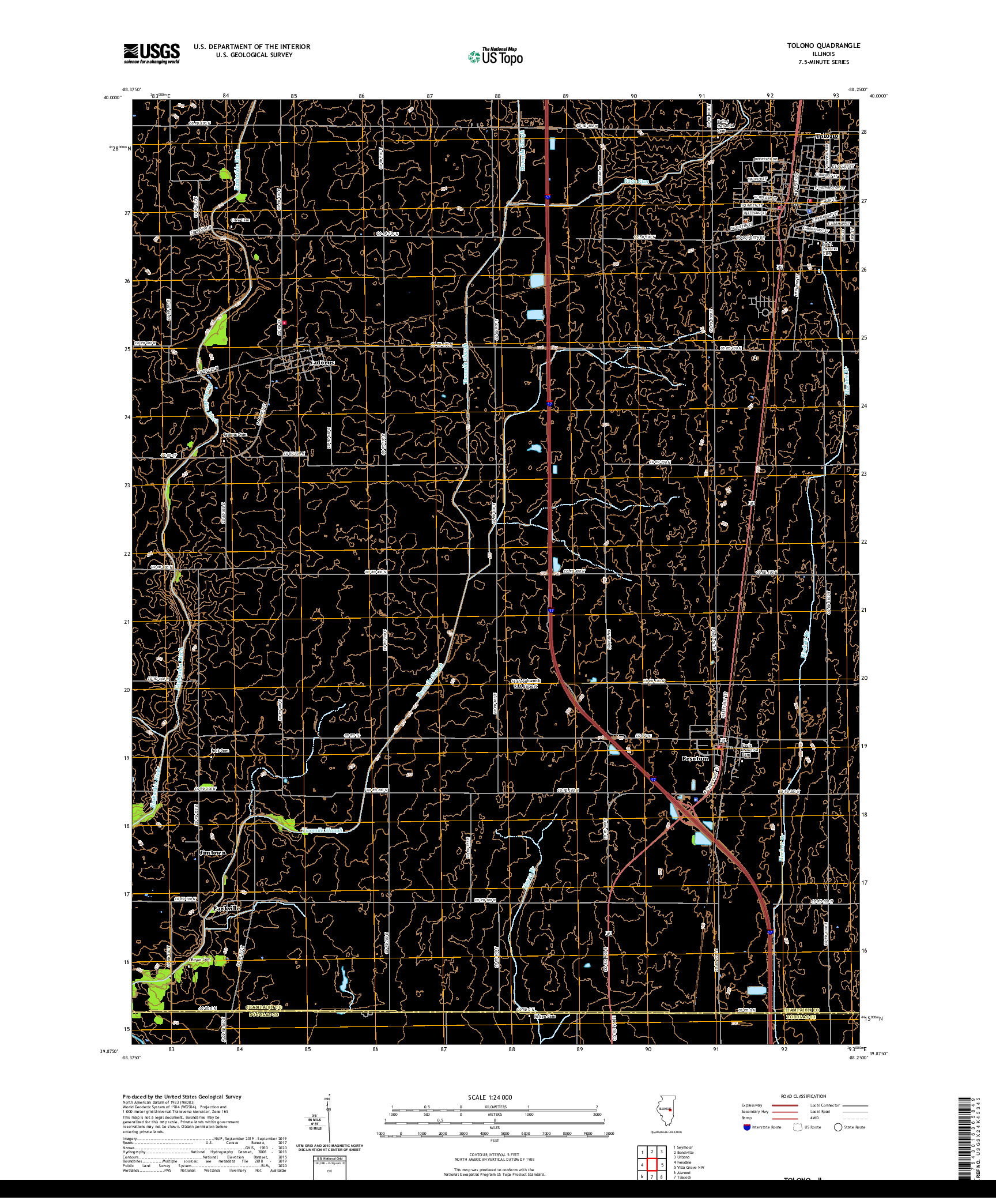 USGS US TOPO 7.5-MINUTE MAP FOR TOLONO, IL 2021