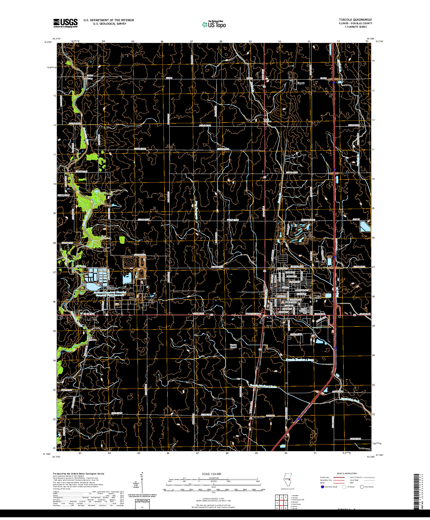 USGS US TOPO 7.5-MINUTE MAP FOR TUSCOLA, IL 2021