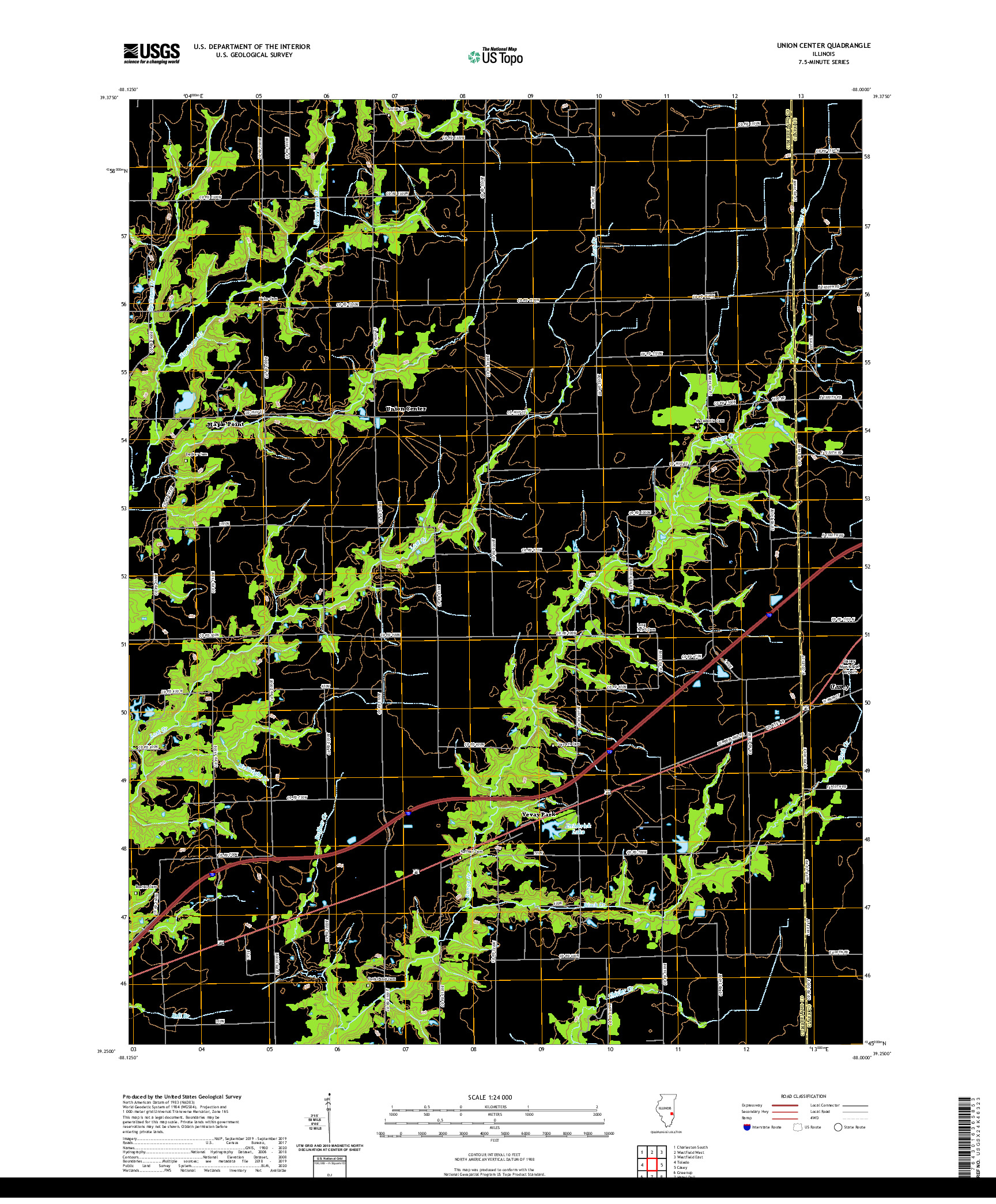 USGS US TOPO 7.5-MINUTE MAP FOR UNION CENTER, IL 2021