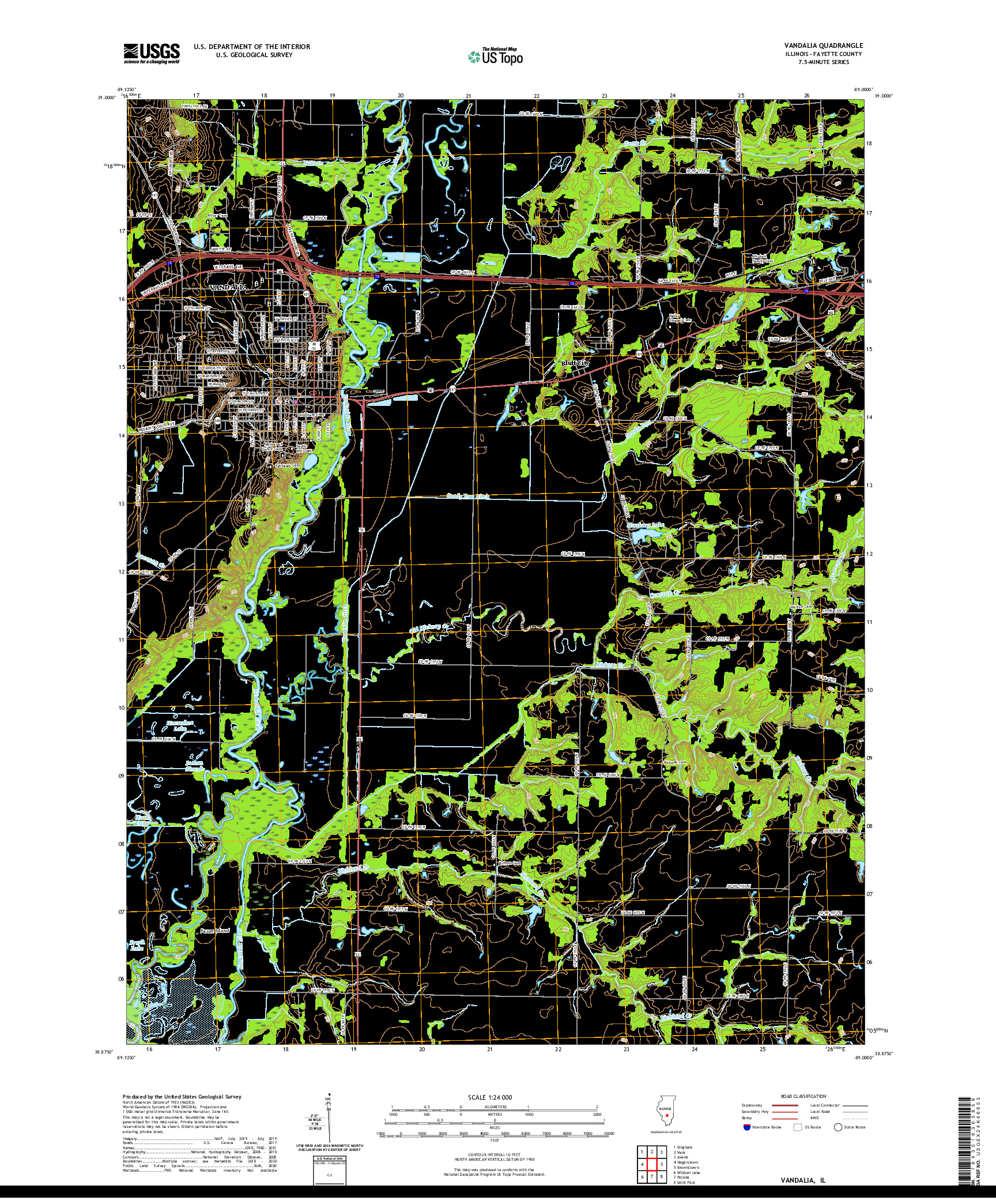 USGS US TOPO 7.5-MINUTE MAP FOR VANDALIA, IL 2021