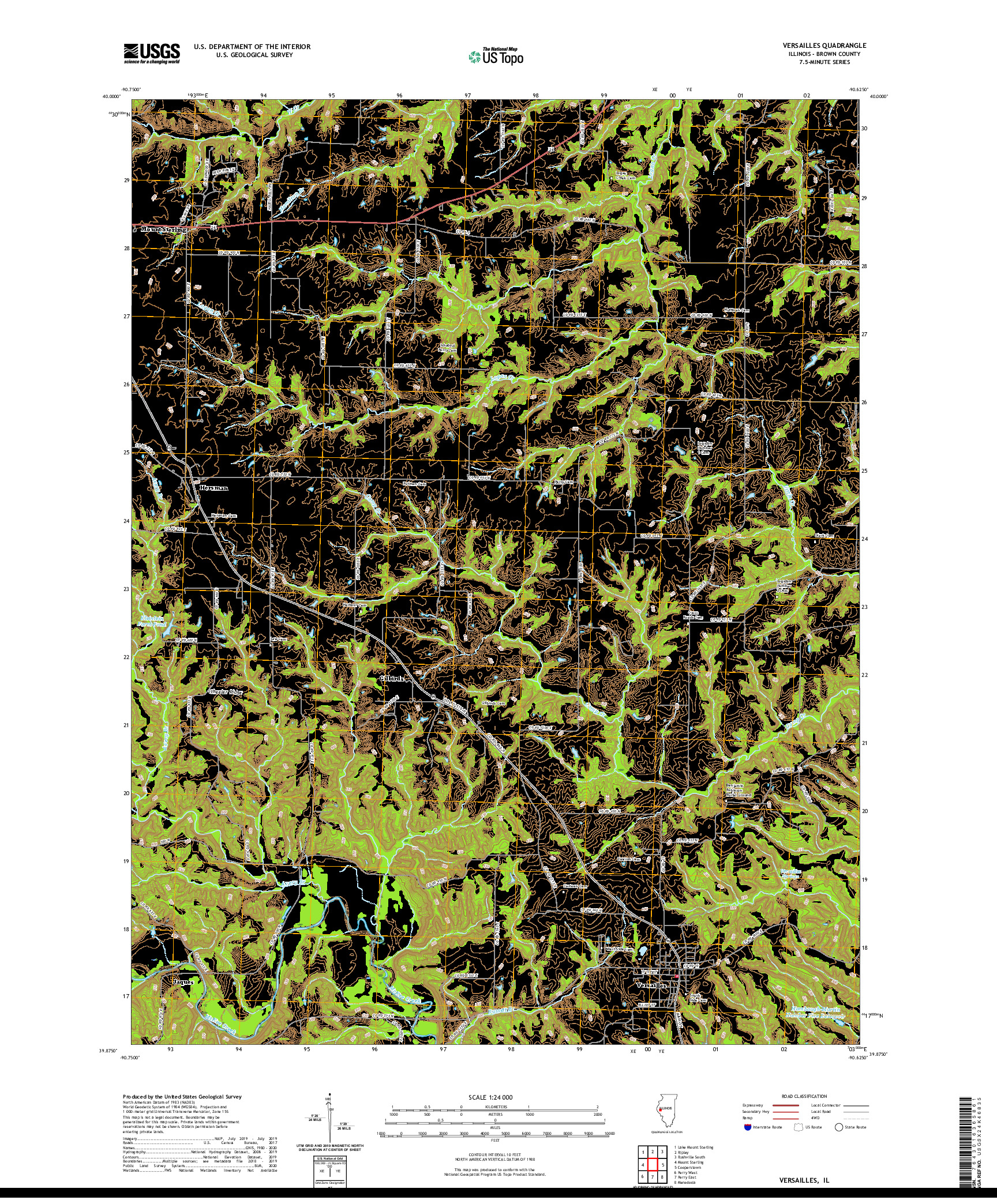 USGS US TOPO 7.5-MINUTE MAP FOR VERSAILLES, IL 2021