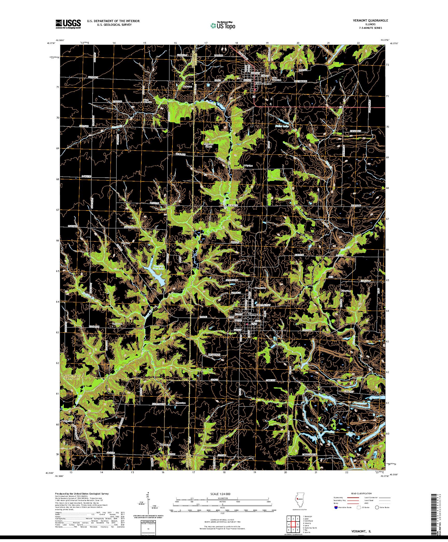 USGS US TOPO 7.5-MINUTE MAP FOR VERMONT, IL 2021