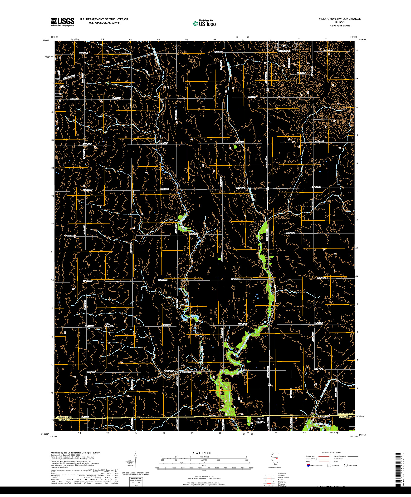 USGS US TOPO 7.5-MINUTE MAP FOR VILLA GROVE NW, IL 2021