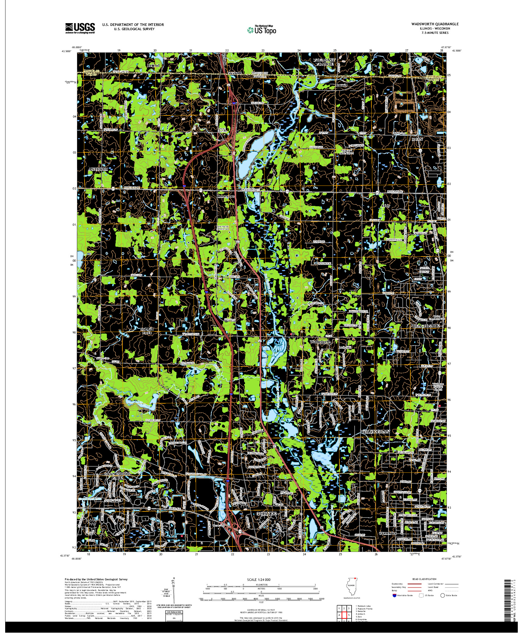 USGS US TOPO 7.5-MINUTE MAP FOR WADSWORTH, IL,WI 2021