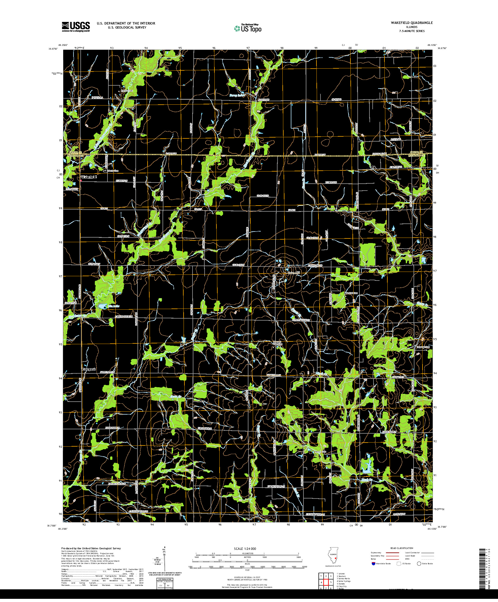 USGS US TOPO 7.5-MINUTE MAP FOR WAKEFIELD, IL 2021