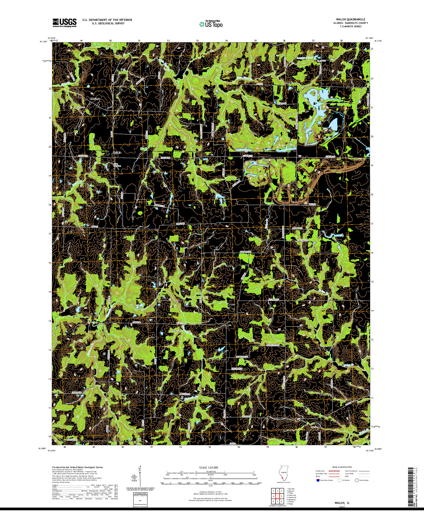 USGS US TOPO 7.5-MINUTE MAP FOR WALSH, IL 2021