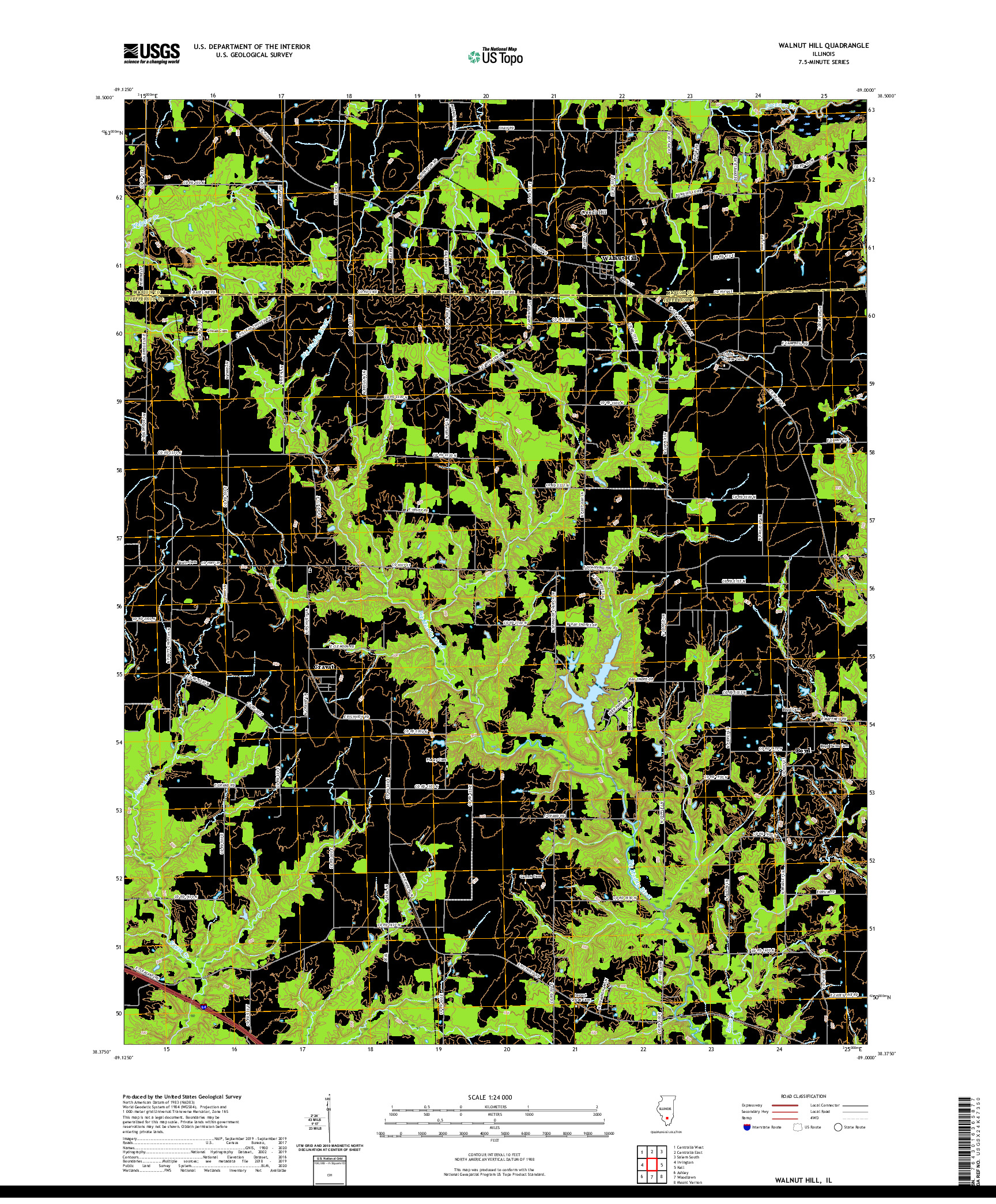 USGS US TOPO 7.5-MINUTE MAP FOR WALNUT HILL, IL 2021