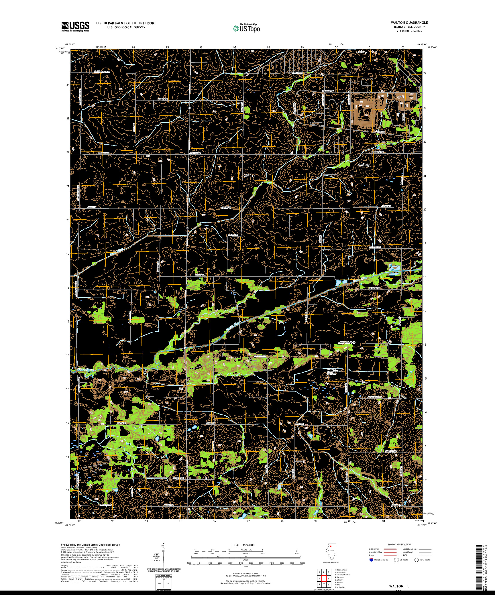 USGS US TOPO 7.5-MINUTE MAP FOR WALTON, IL 2021