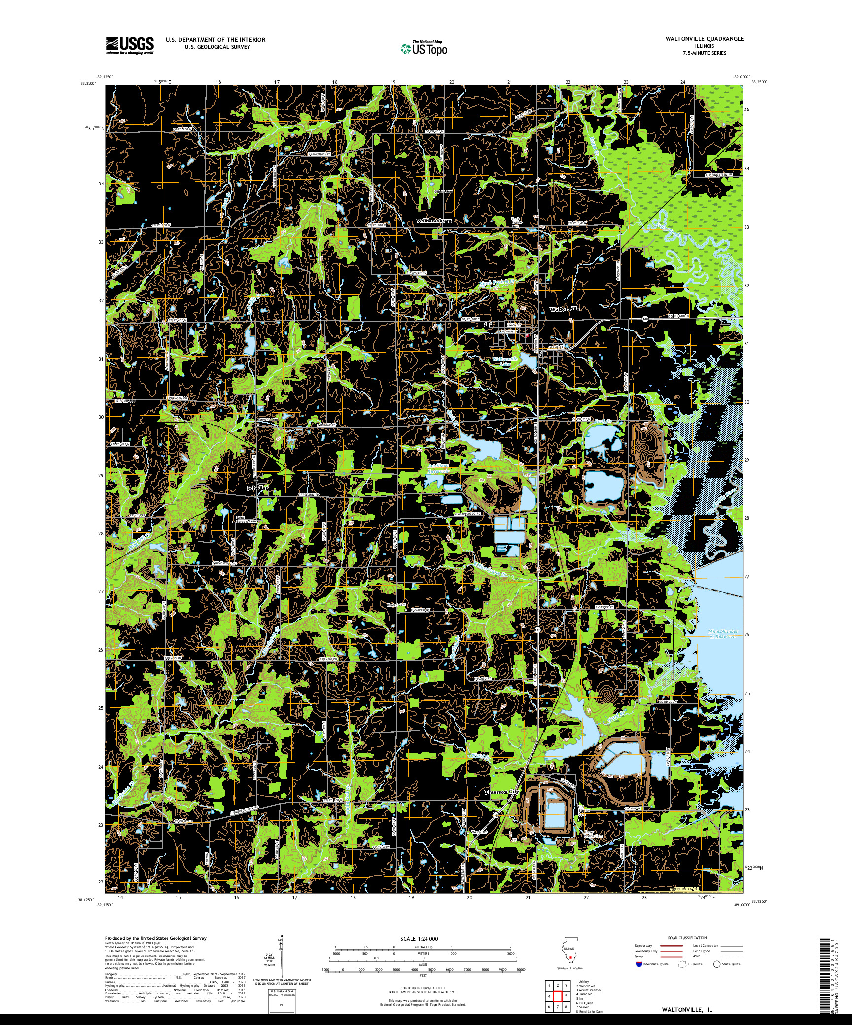 USGS US TOPO 7.5-MINUTE MAP FOR WALTONVILLE, IL 2021