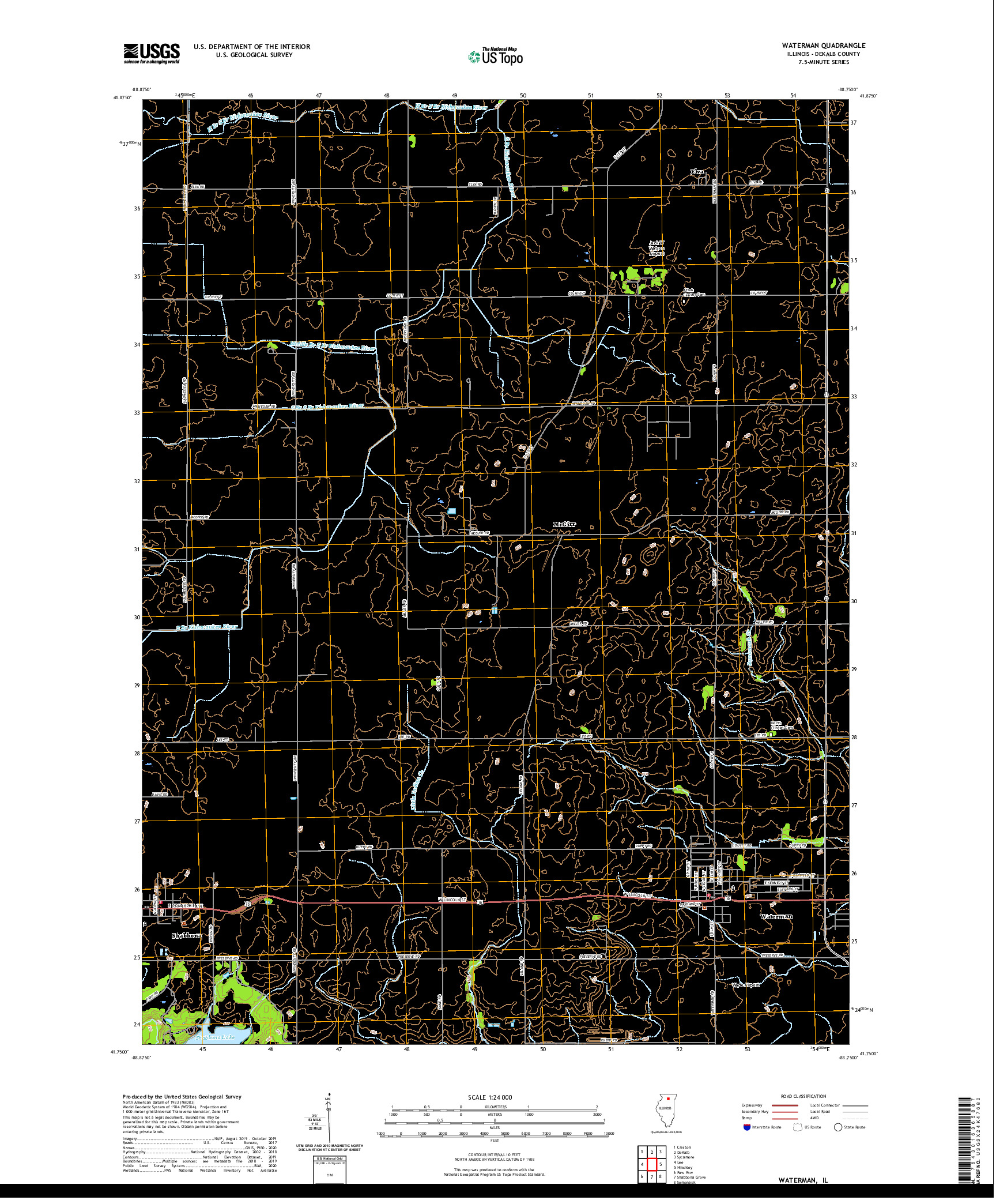 USGS US TOPO 7.5-MINUTE MAP FOR WATERMAN, IL 2021