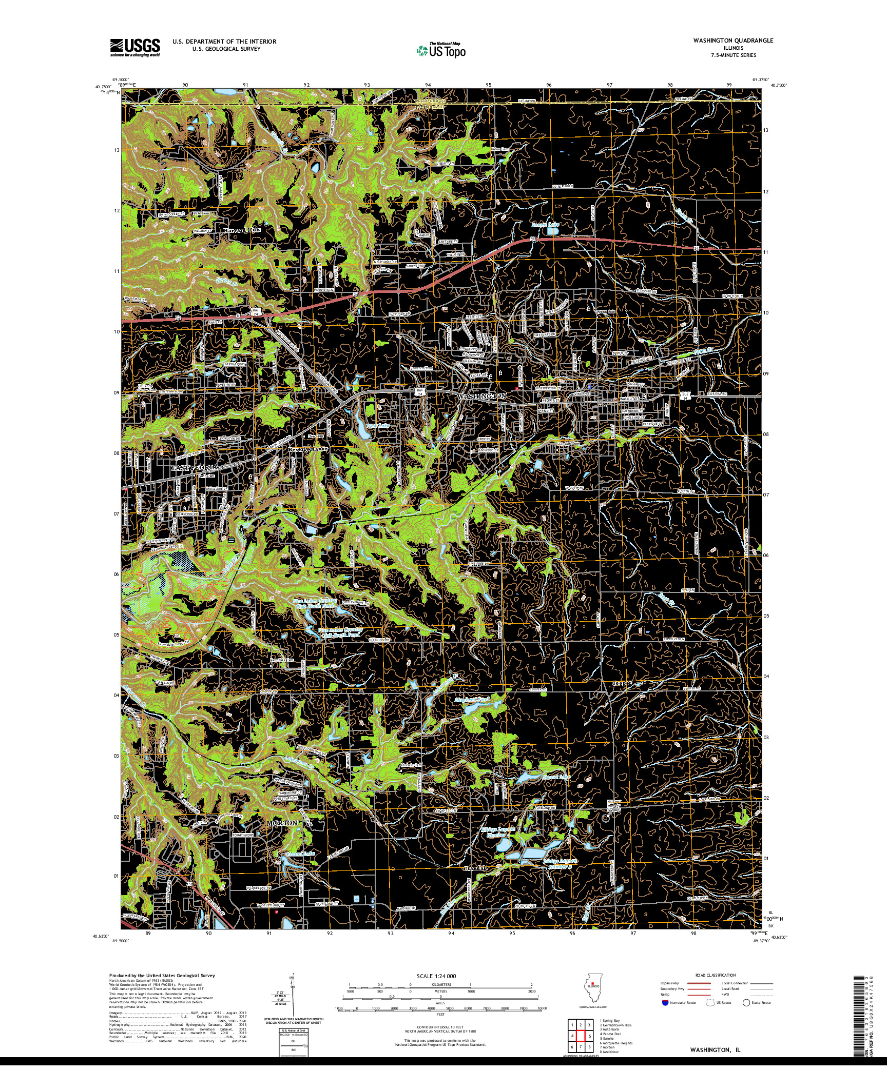 USGS US TOPO 7.5-MINUTE MAP FOR WASHINGTON, IL 2021