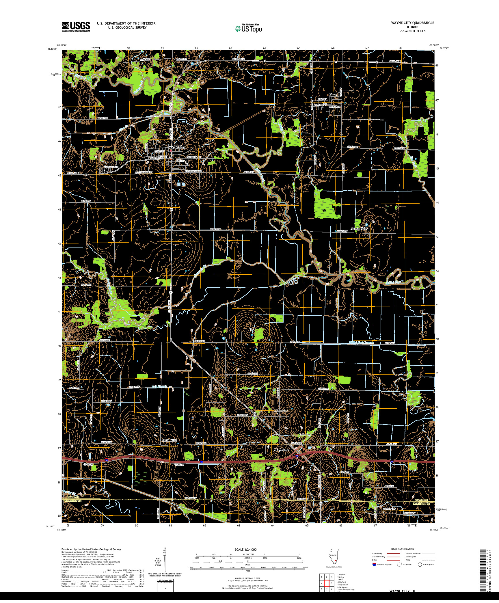USGS US TOPO 7.5-MINUTE MAP FOR WAYNE CITY, IL 2021