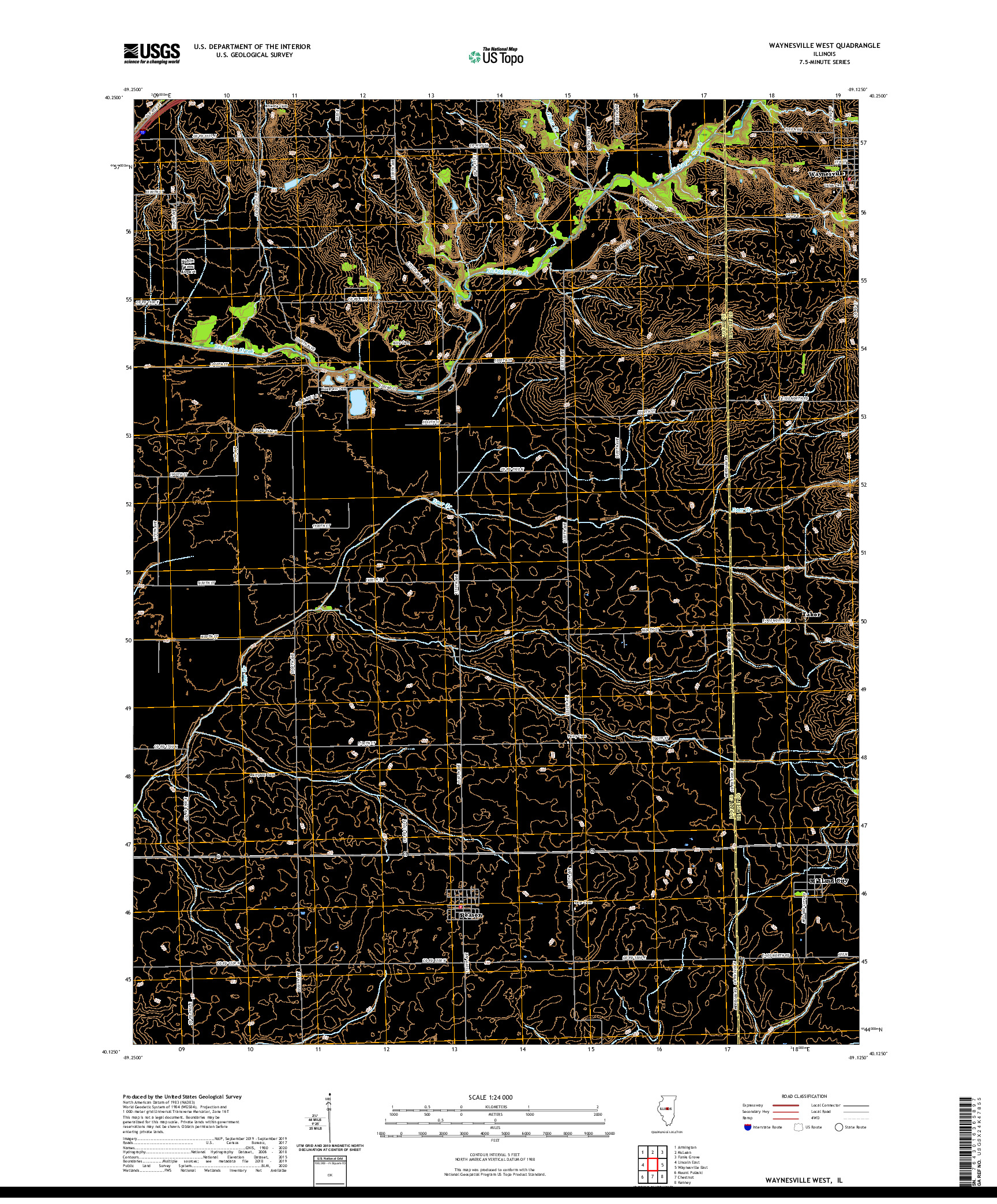USGS US TOPO 7.5-MINUTE MAP FOR WAYNESVILLE WEST, IL 2021