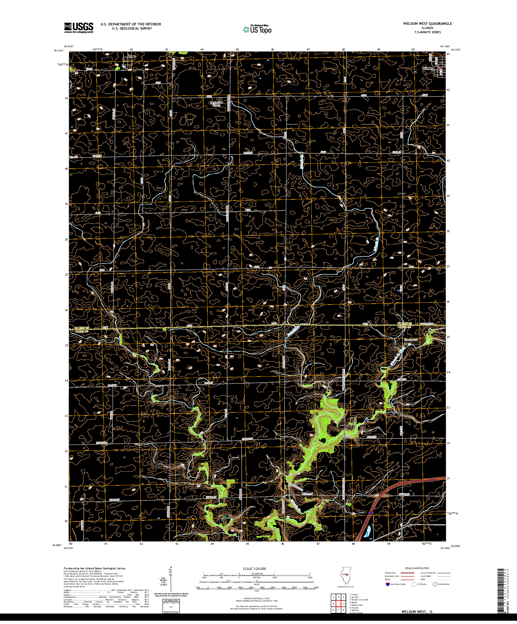 USGS US TOPO 7.5-MINUTE MAP FOR WELDON WEST, IL 2021