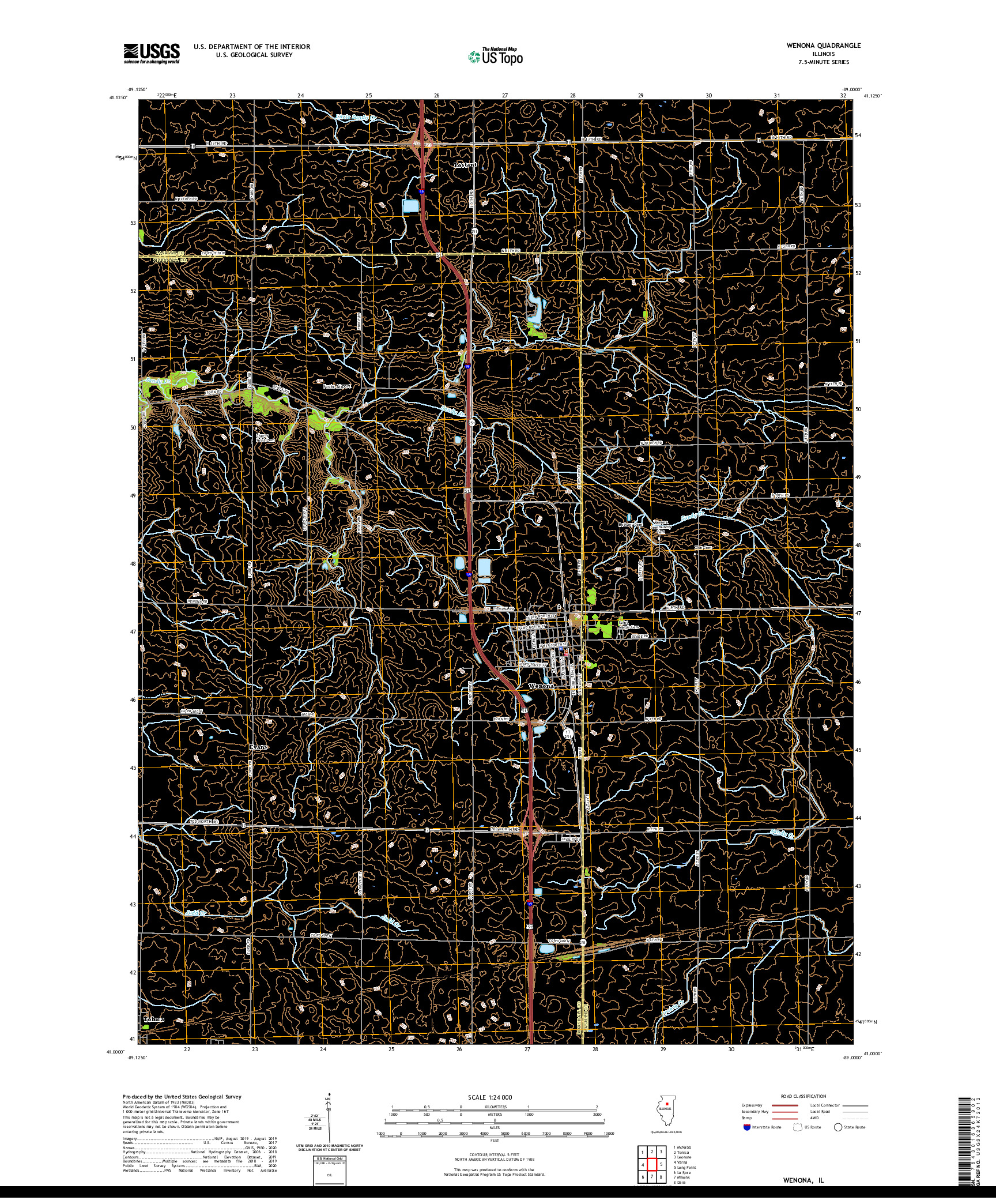 USGS US TOPO 7.5-MINUTE MAP FOR WENONA, IL 2021